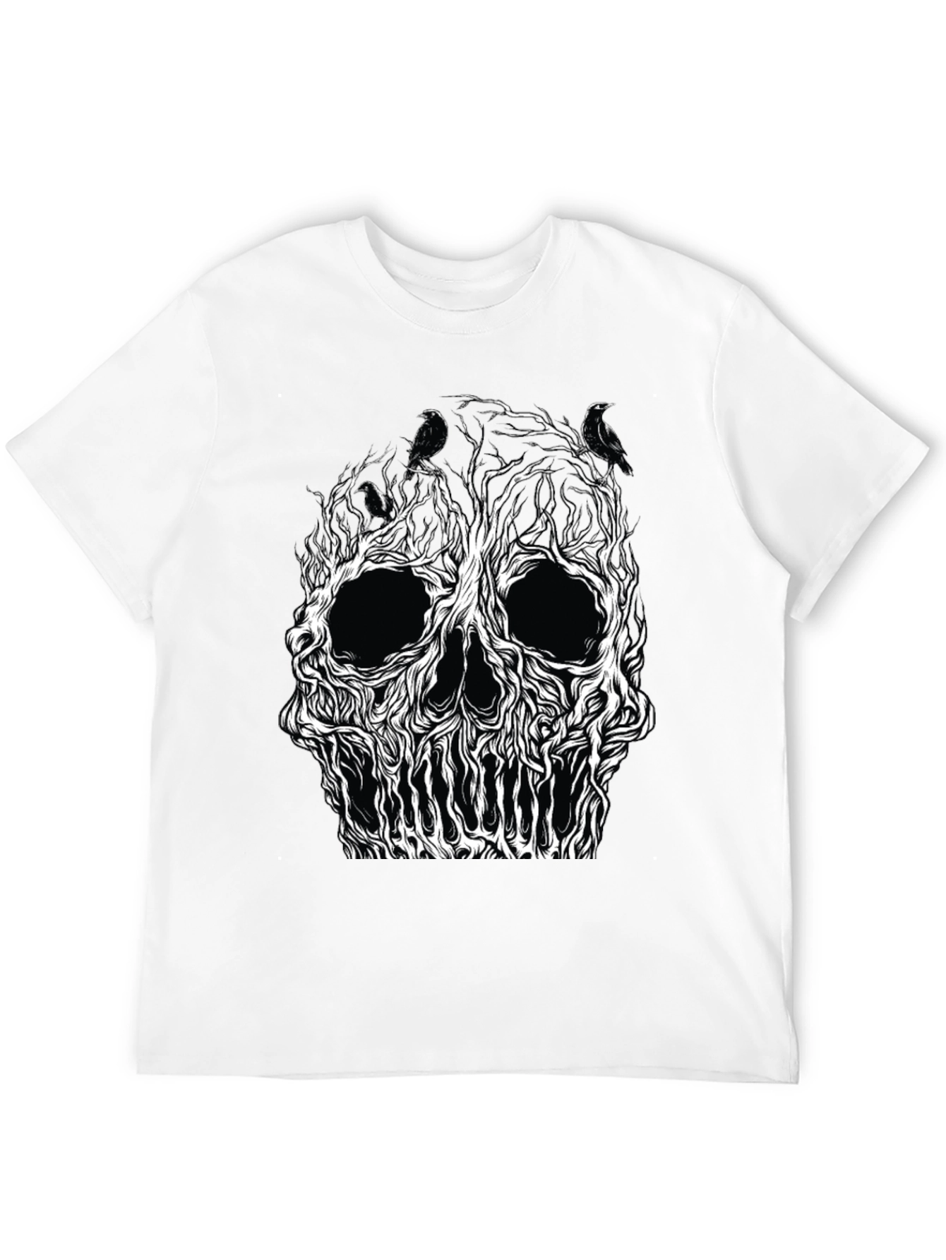 Skull Tree Raven Graphic Tee - Black