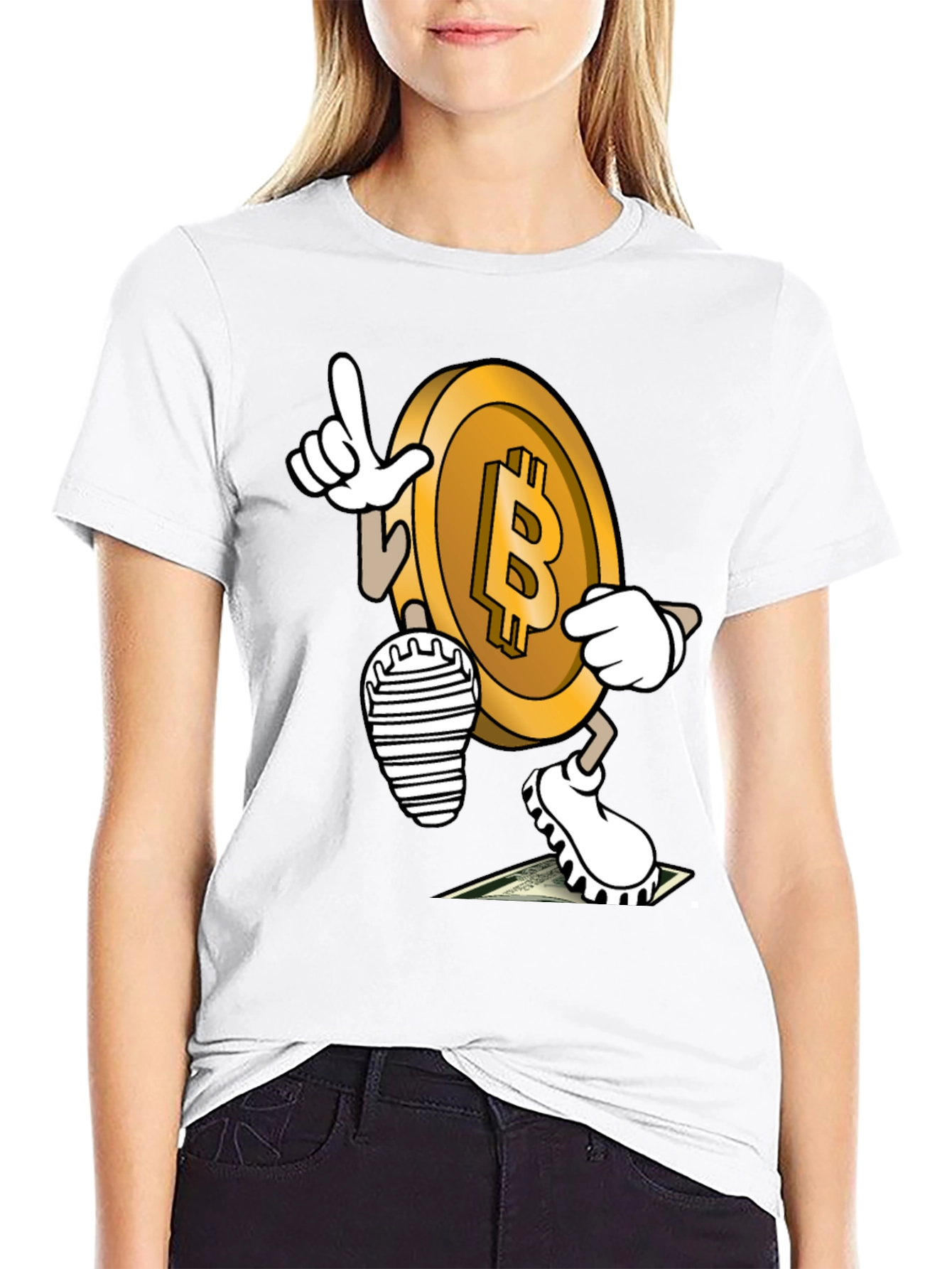 Bitcoin Cartoon Graphic Tee - Crypto Enthusiast Style