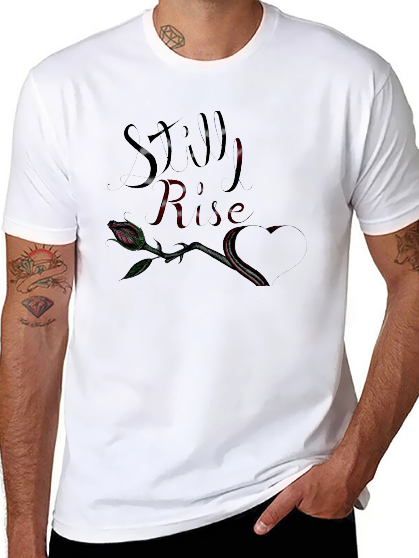 Still Rise Rose Graphic Black T-Shirt
