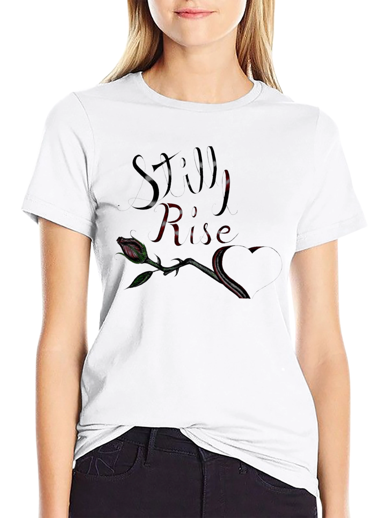 Still Rise Rose Graphic Black T-Shirt