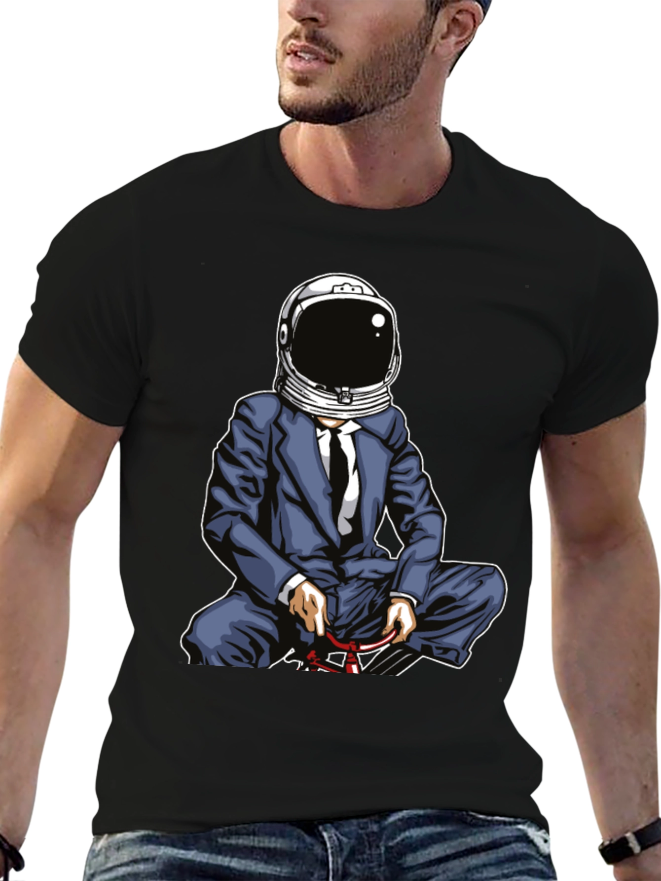 Astronaut Suit Up T-Shirt - Black Graphic Tee