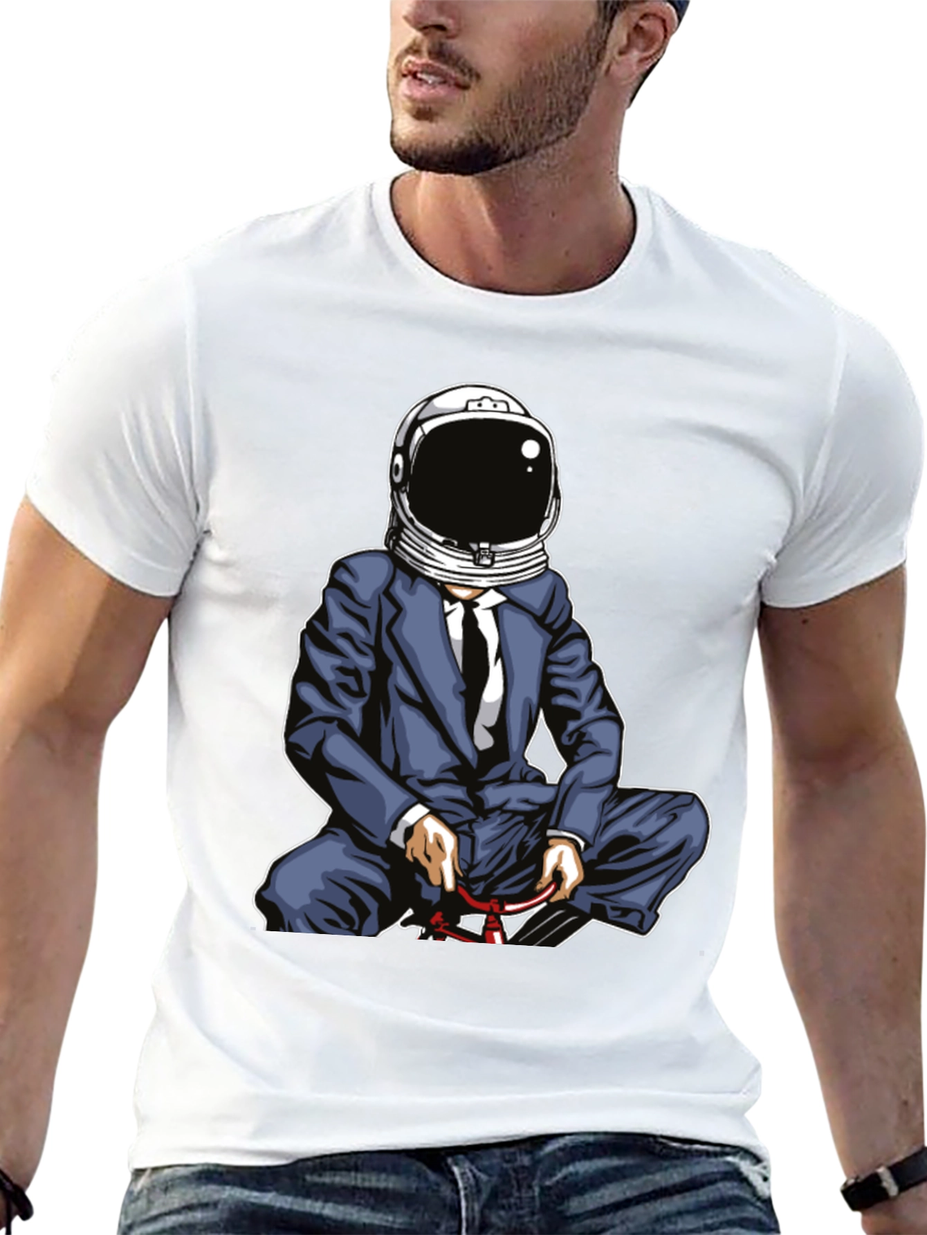 Astronaut Suit Up T-Shirt - Black Graphic Tee