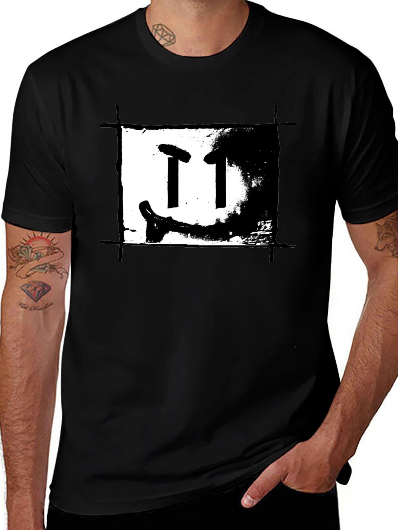 Black T-Shirt with Artistic Graphic Print