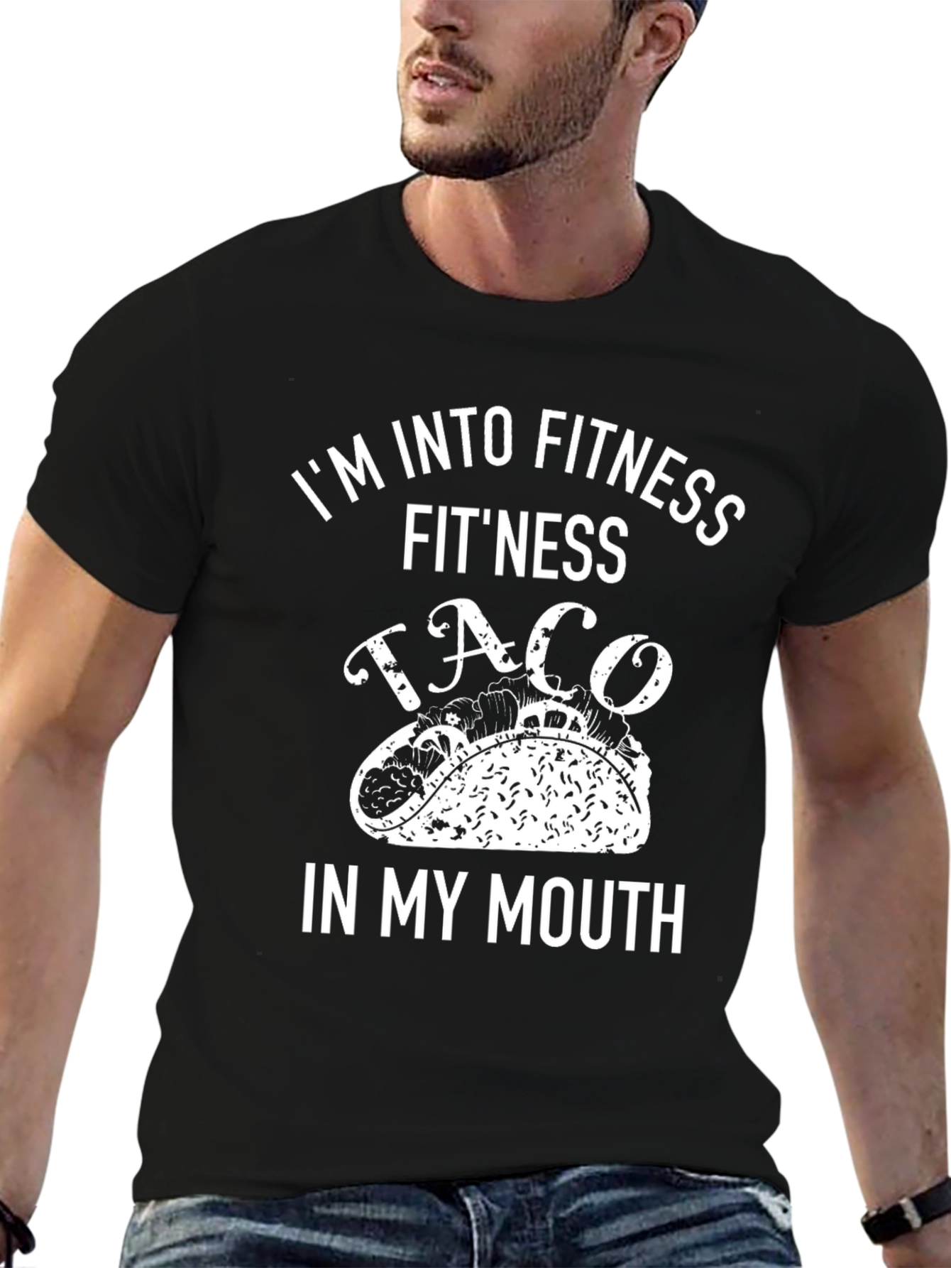 Fitness Taco Graphic Tee - Black Cotton T-Shirt