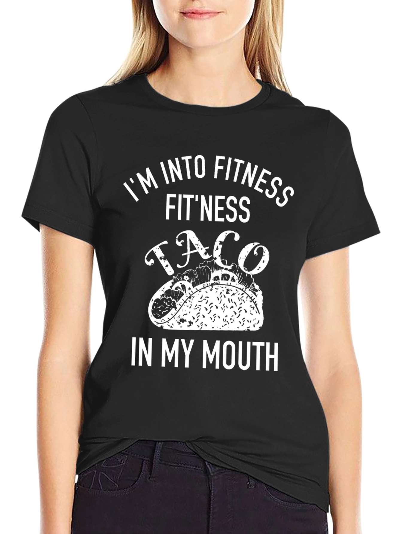 Fitness Taco Graphic Tee - Black Cotton T-Shirt