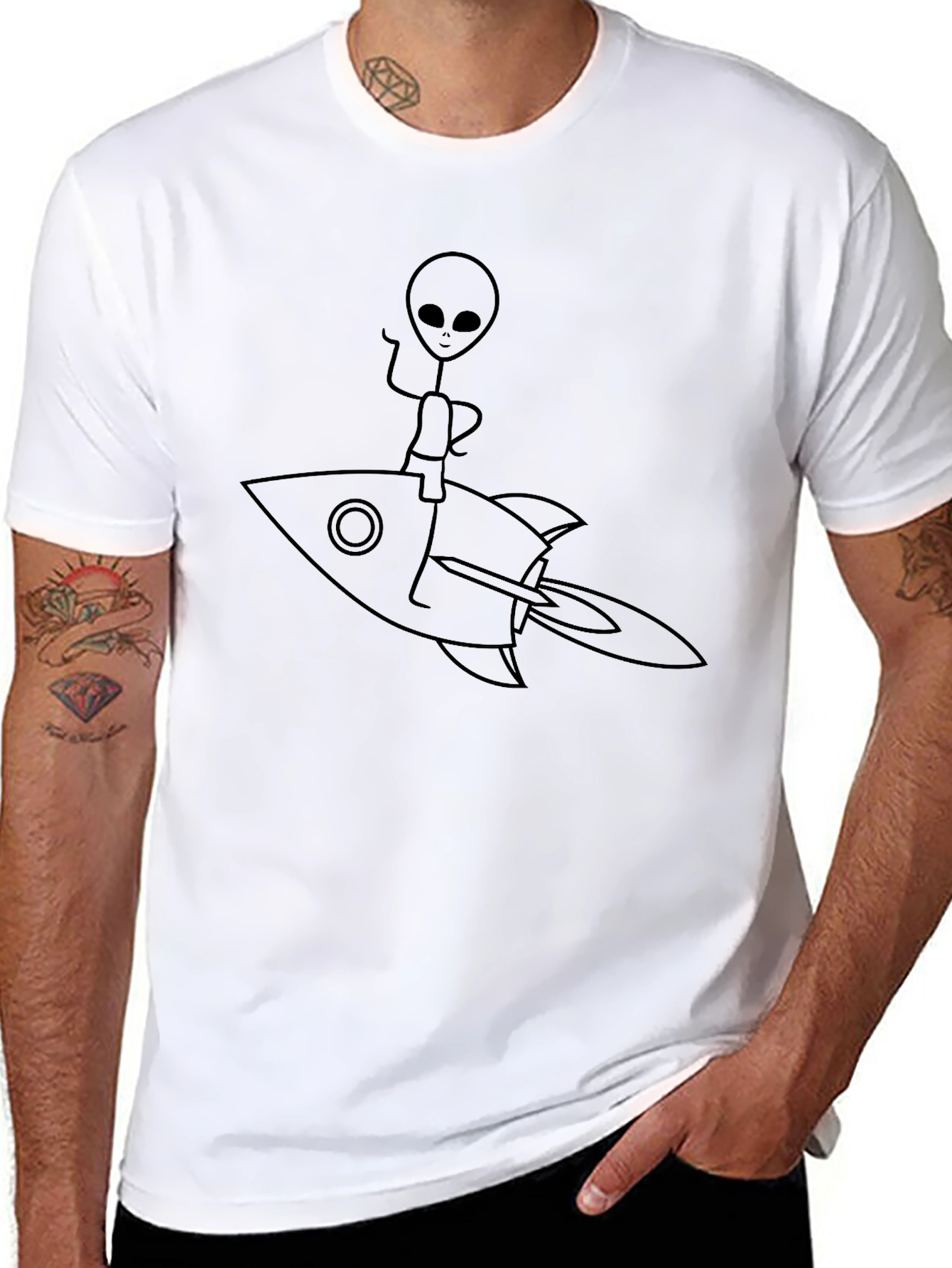 Alien Rocket Ride Black T-Shirt