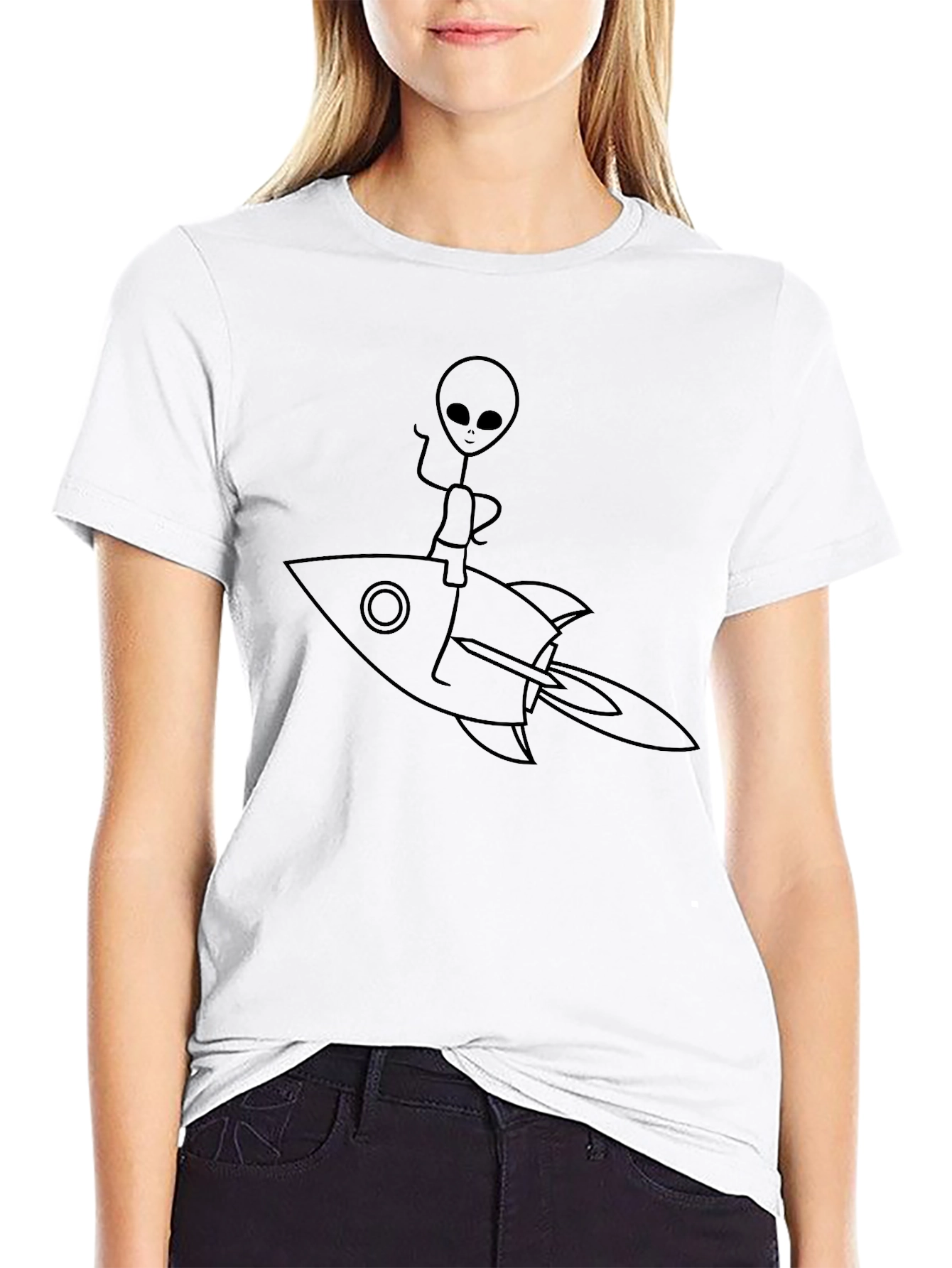 Alien Rocket Ride Black T-Shirt