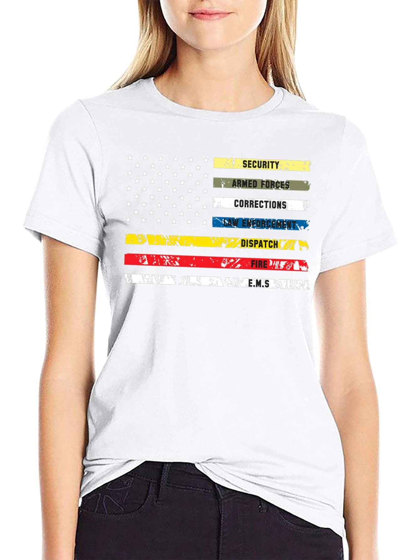 American Thin Line Distressed Graphic T-Shirt