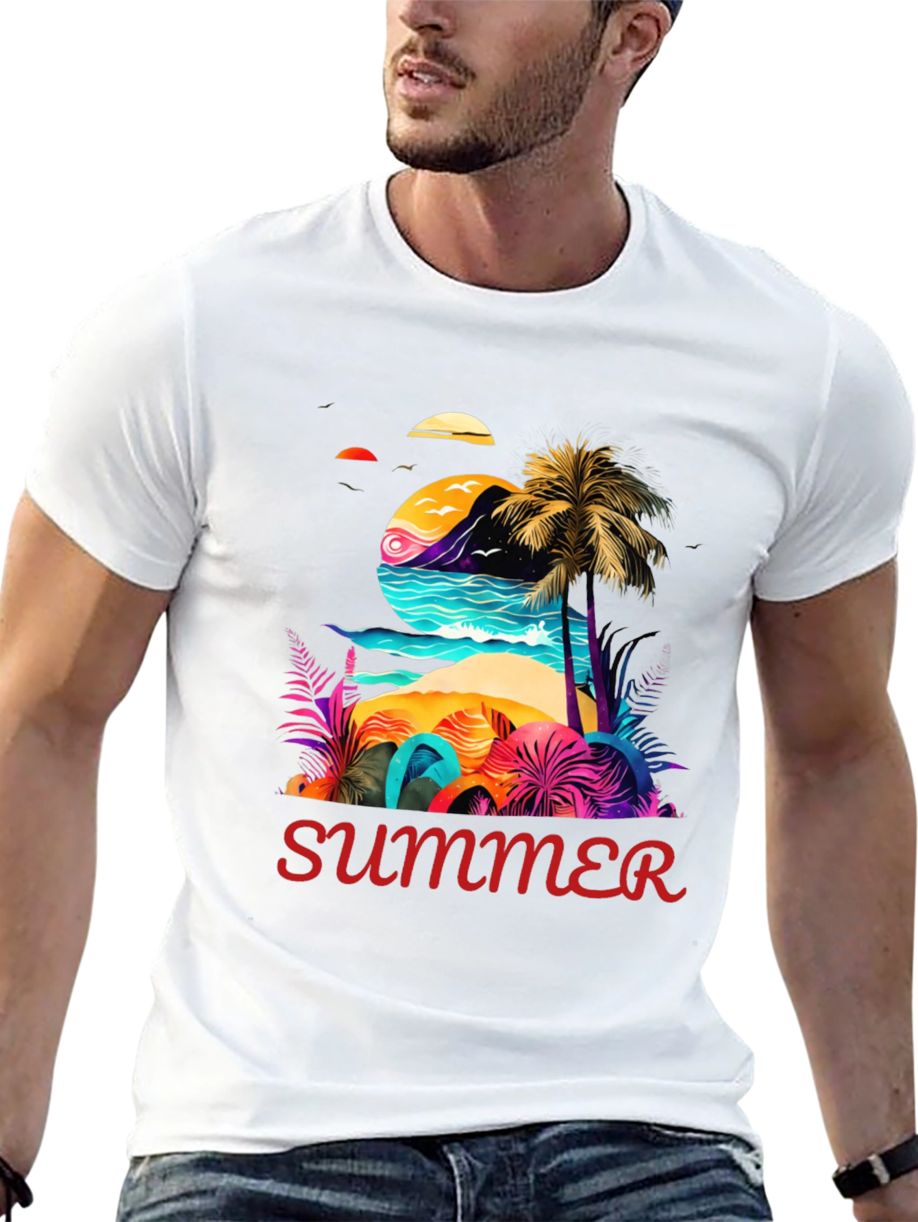 Summer Beach T-Shirt - Tropical Design