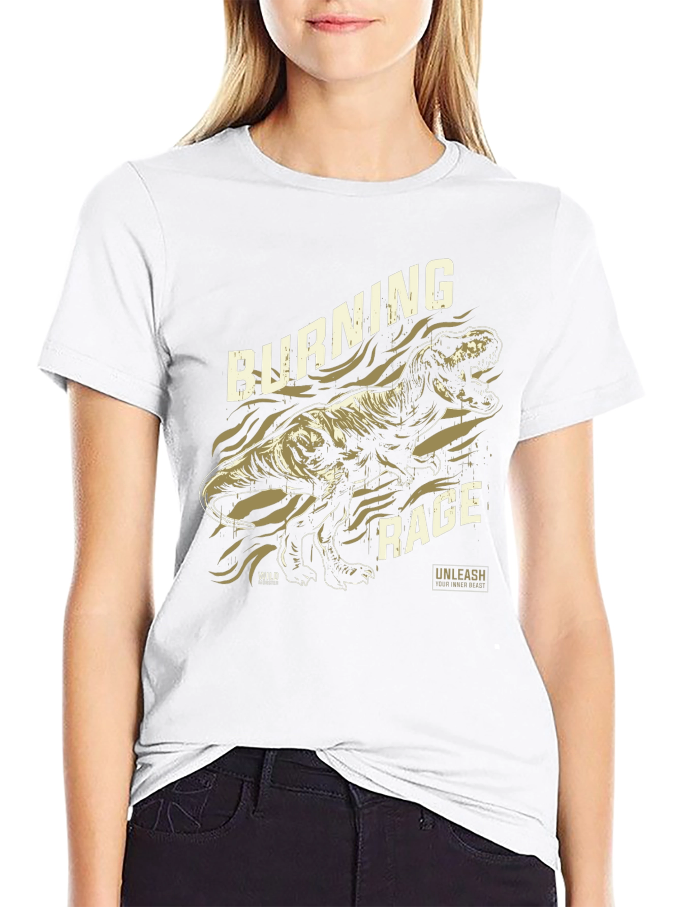 Burning Rage Dinosaur Graphic T-Shirt