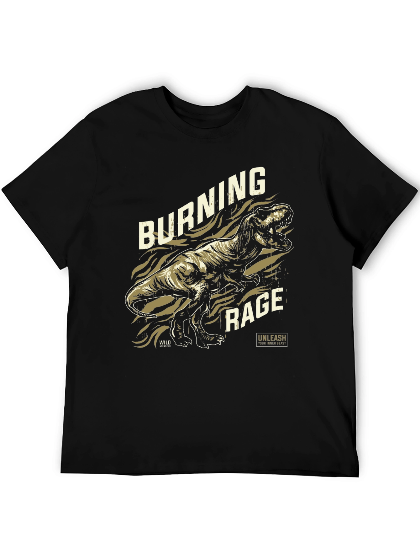 Burning Rage Dinosaur Graphic T-Shirt