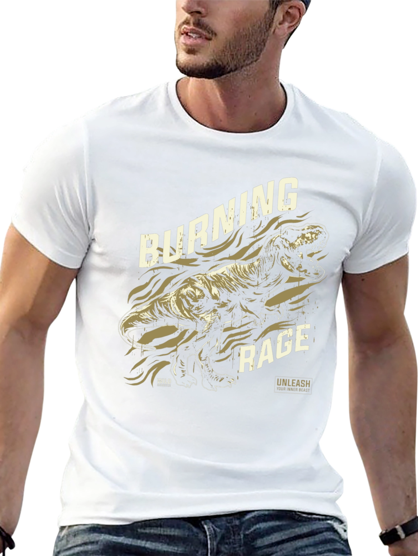 Burning Rage Dinosaur Graphic T-Shirt
