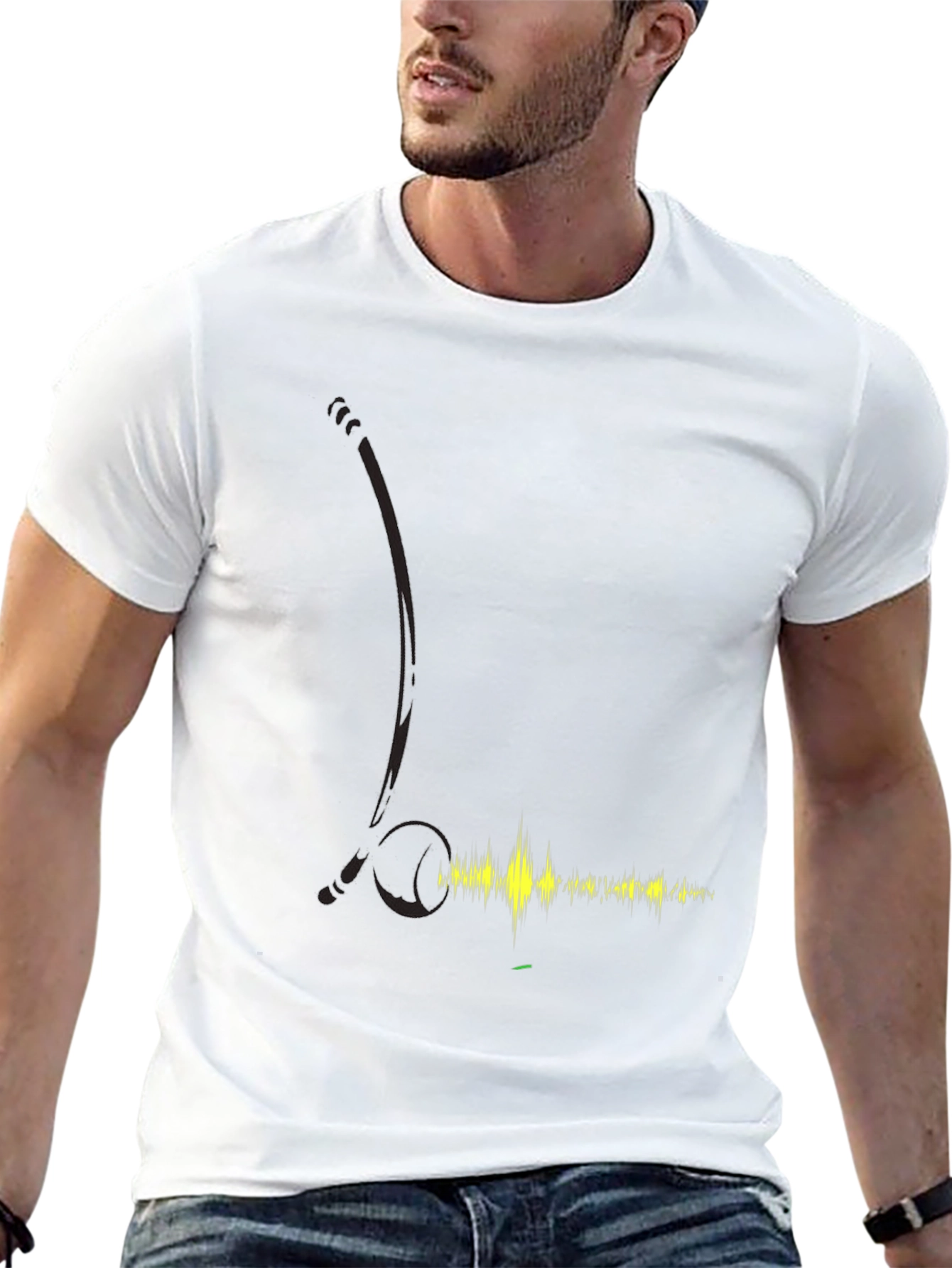 Black T-Shirt with Audio Wave Design