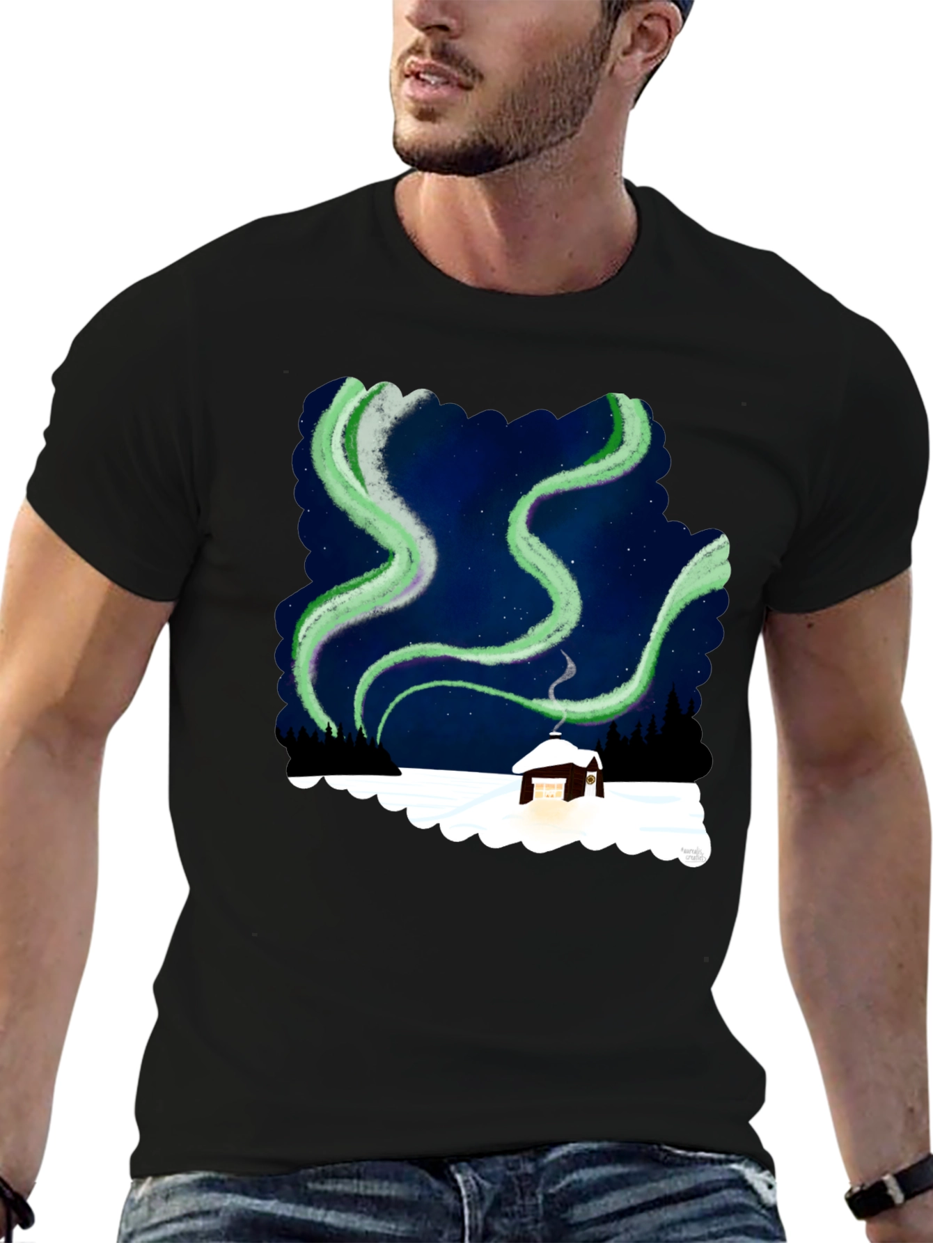 Aurora Cabin Black T-Shirt