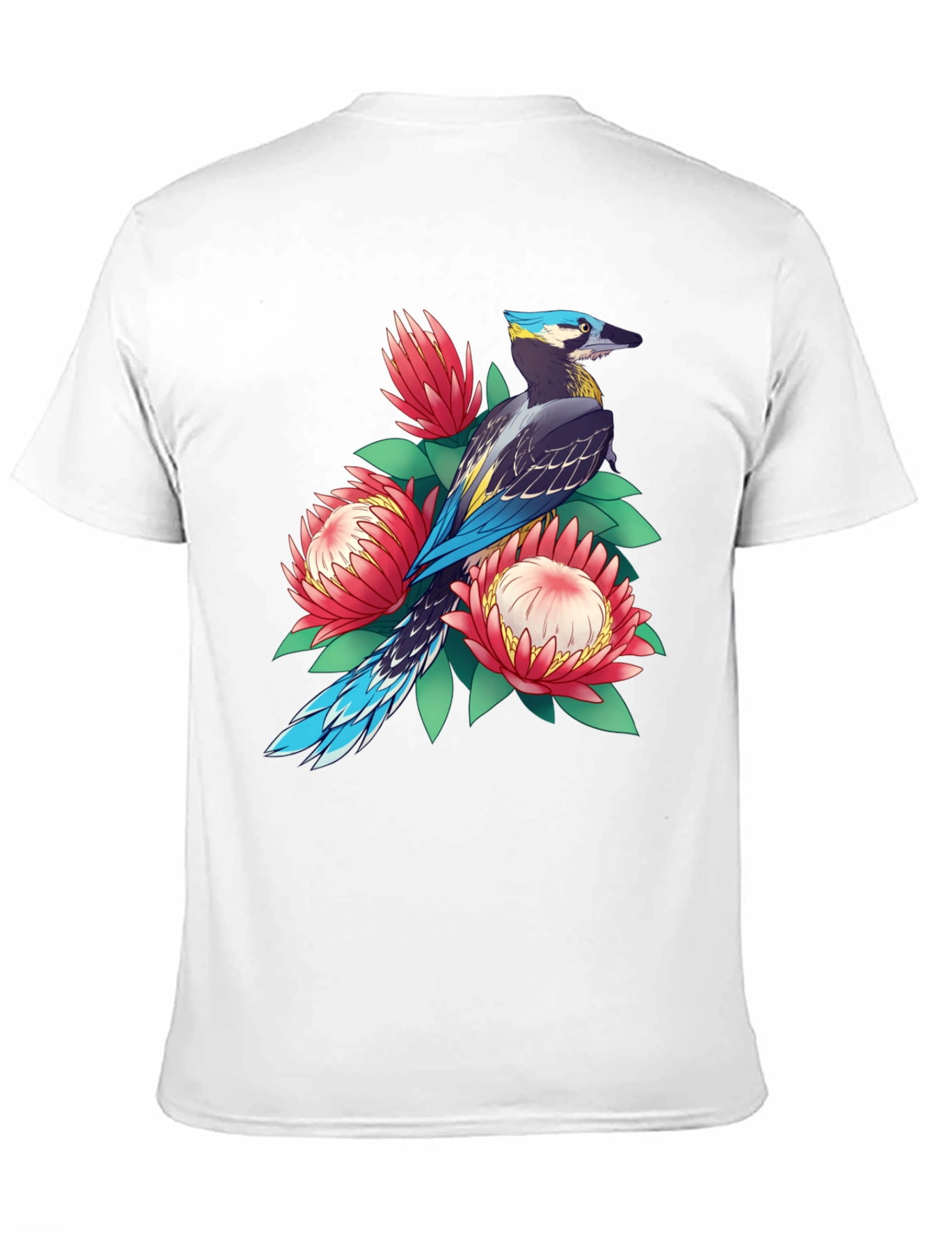 Bird & Floral Print T-Shirt - Casual Style