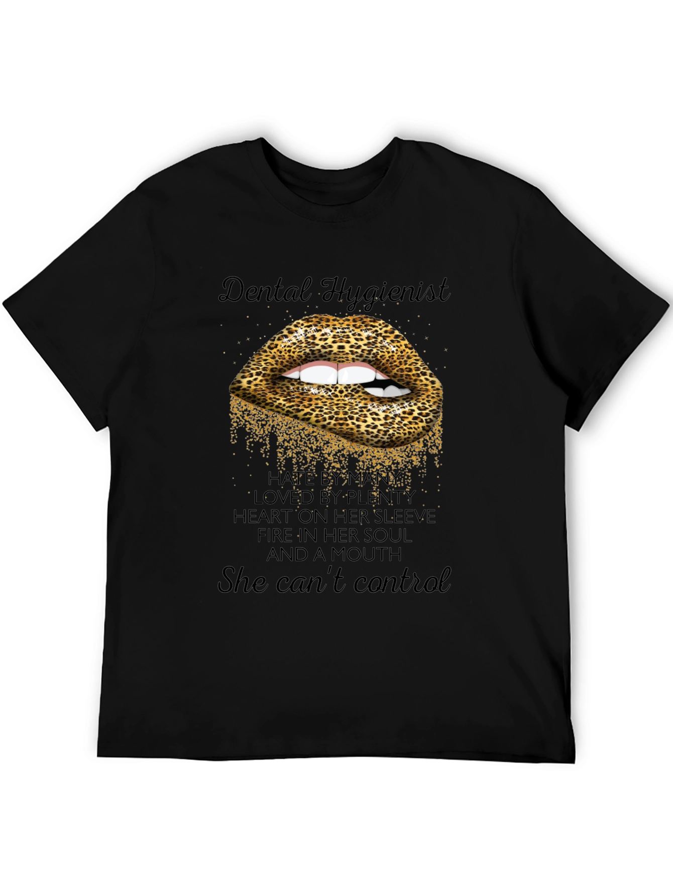 Dental Hygienist Leopard Lips Graphic T-Shirt