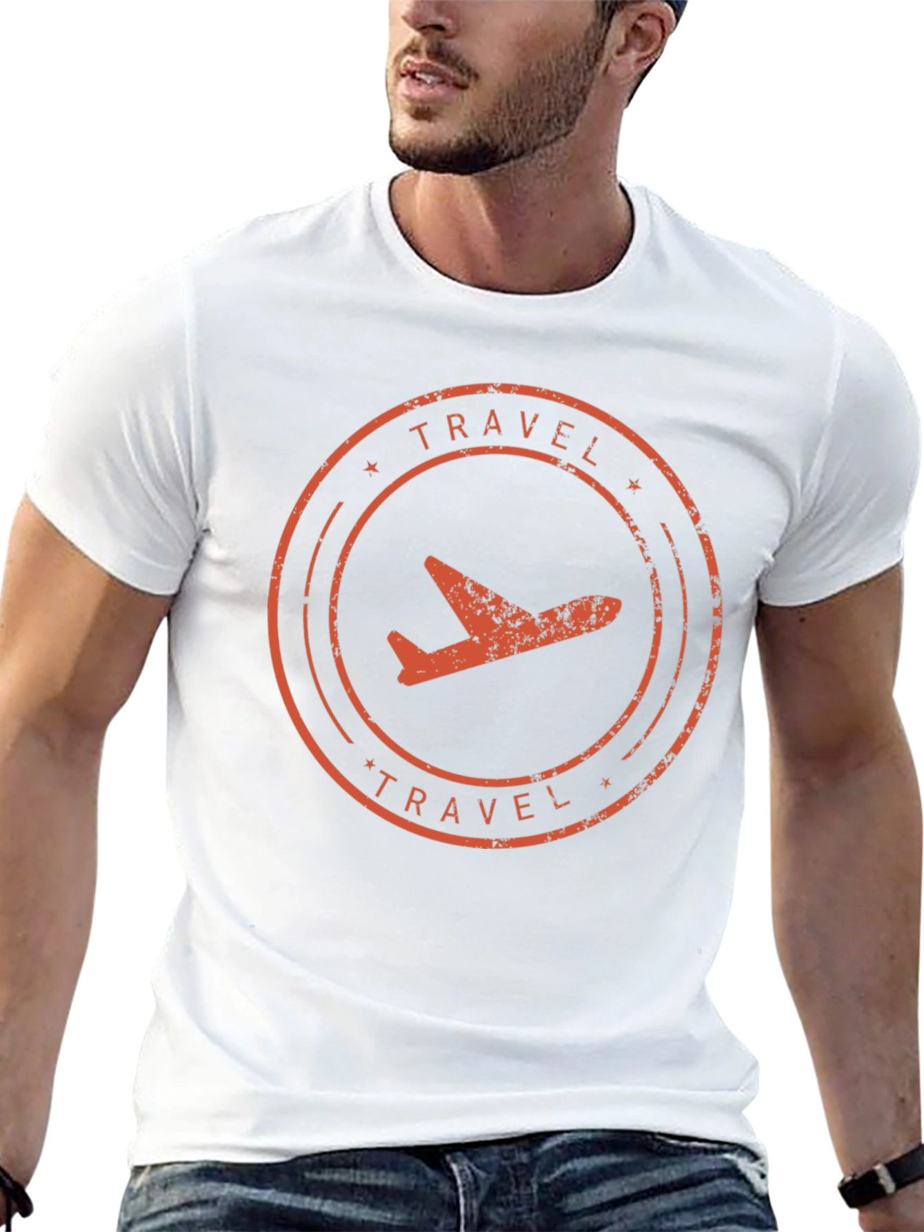 Travel Airplane Graphic Tee - Black Cotton T-Shirt