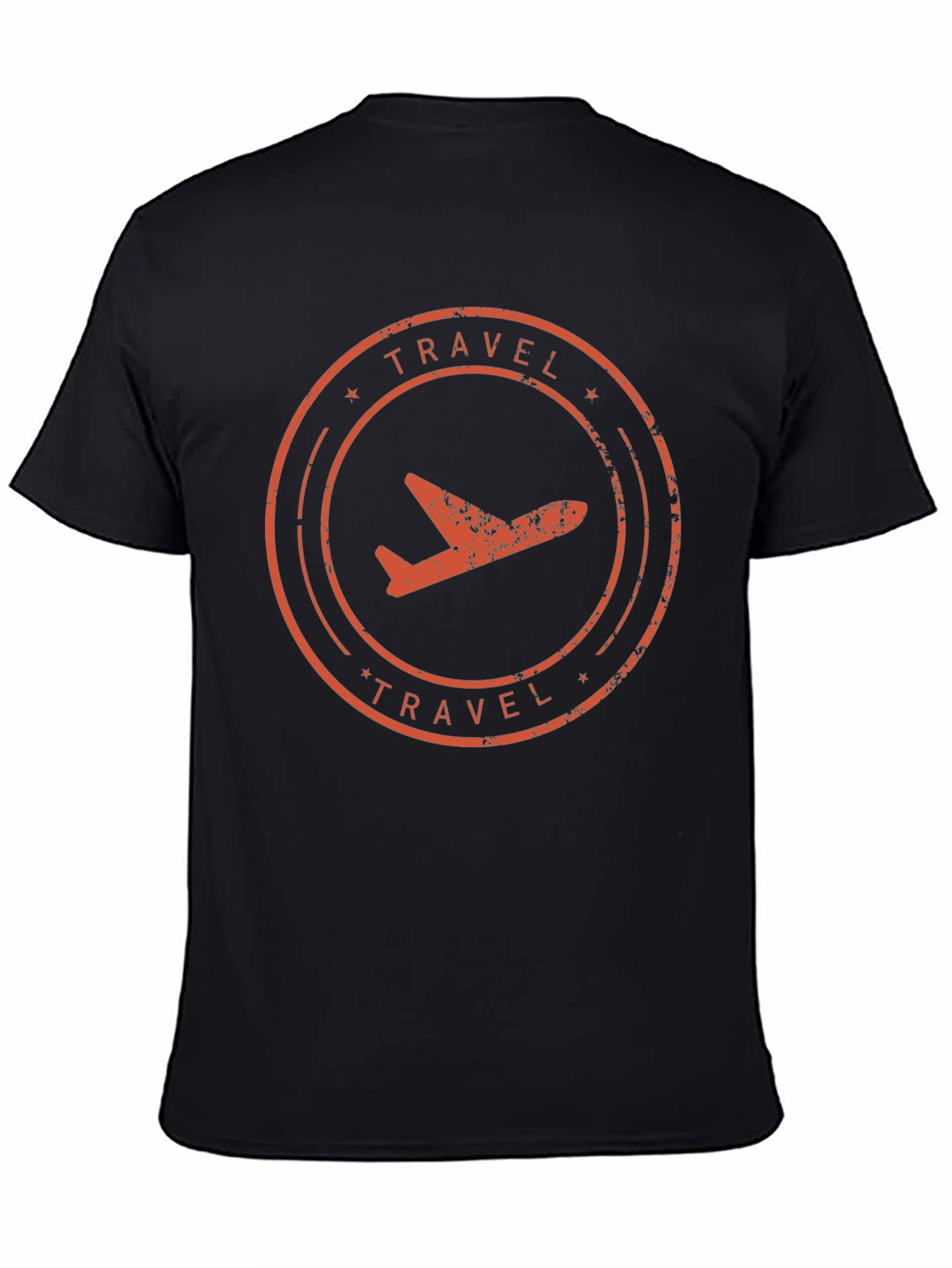 Travel Airplane Graphic Tee - Black Cotton T-Shirt