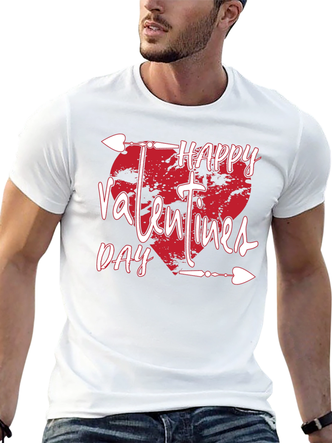 Happy Valentines Day T-Shirt Black Arrow Heart Design