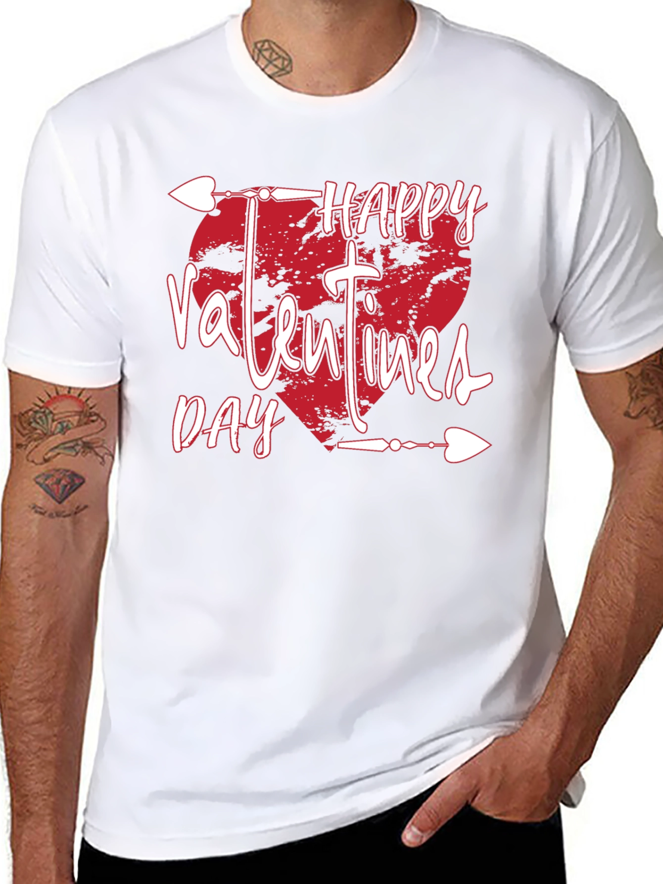 Happy Valentines Day T-Shirt Black Arrow Heart Design