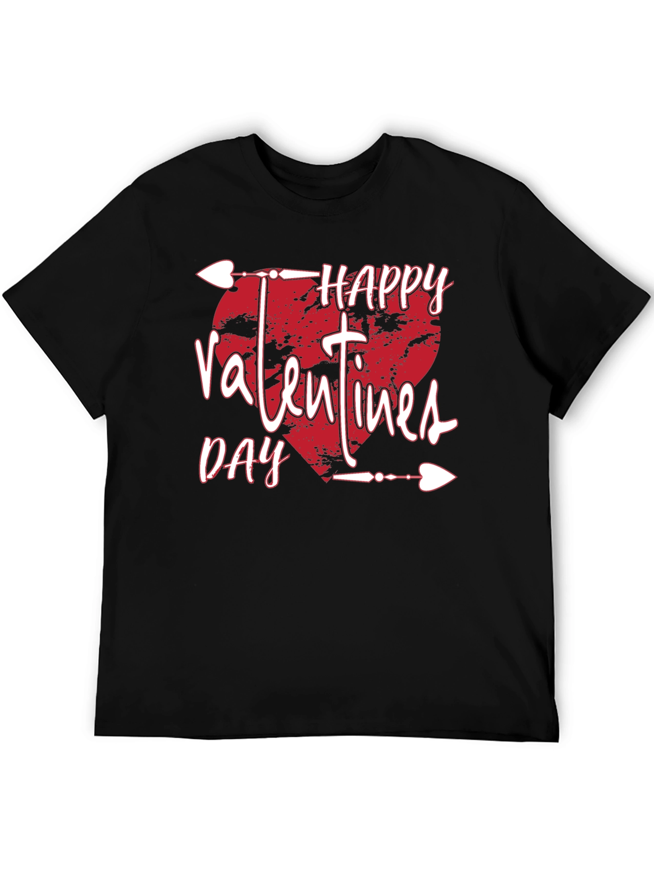 Happy Valentines Day T-Shirt Black Arrow Heart Design