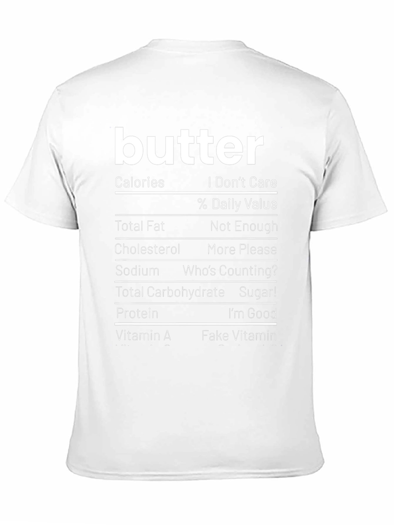 Funny Butter Nutrition Facts Black T-Shirt