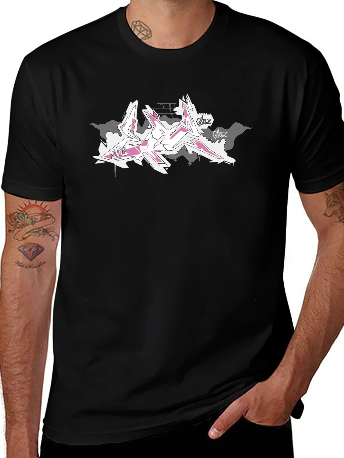 Abstract Graffiti Print Black T-Shirt