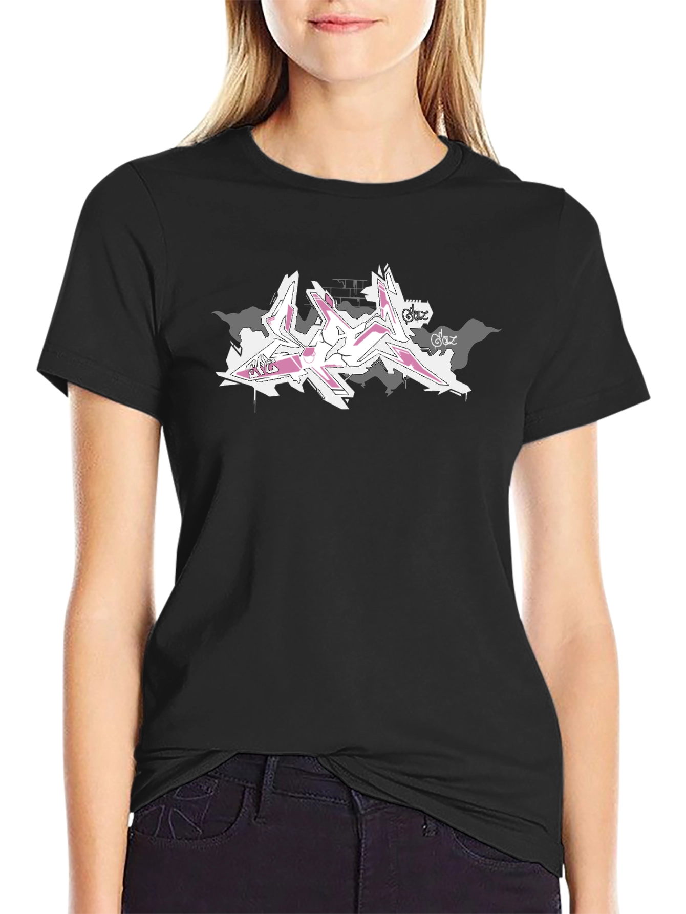 Abstract Graffiti Print Black T-Shirt