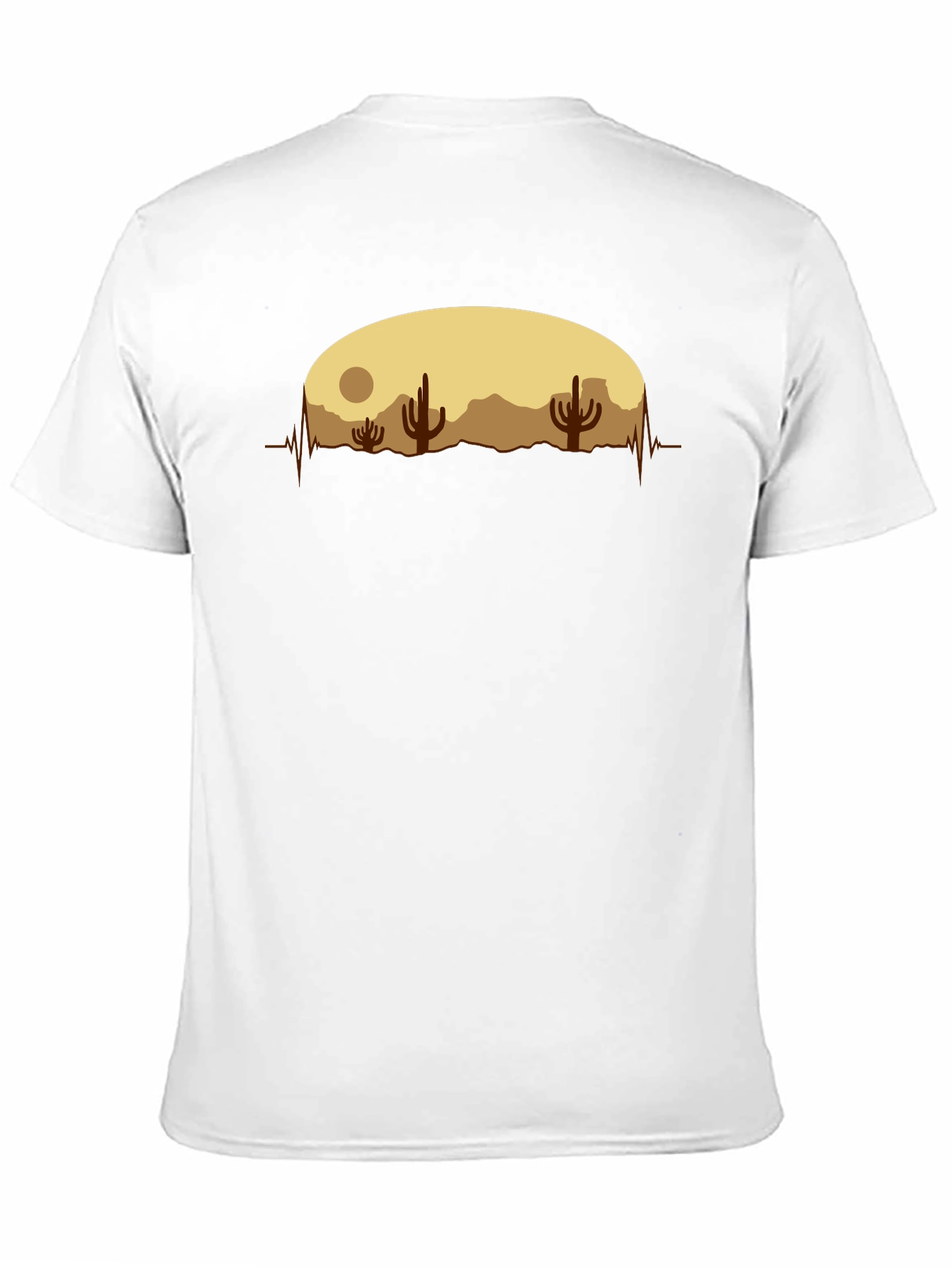Desert Cactus Heartbeat Graphic T-Shirt - Black