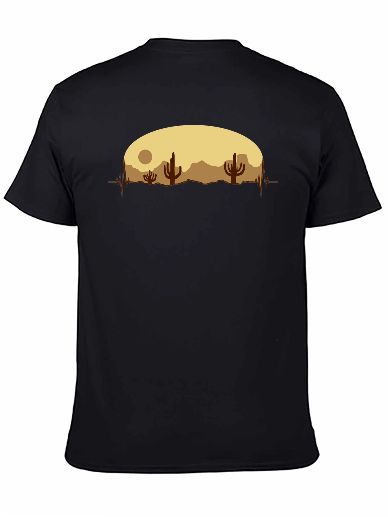 Desert Cactus Heartbeat Graphic T-Shirt - Black