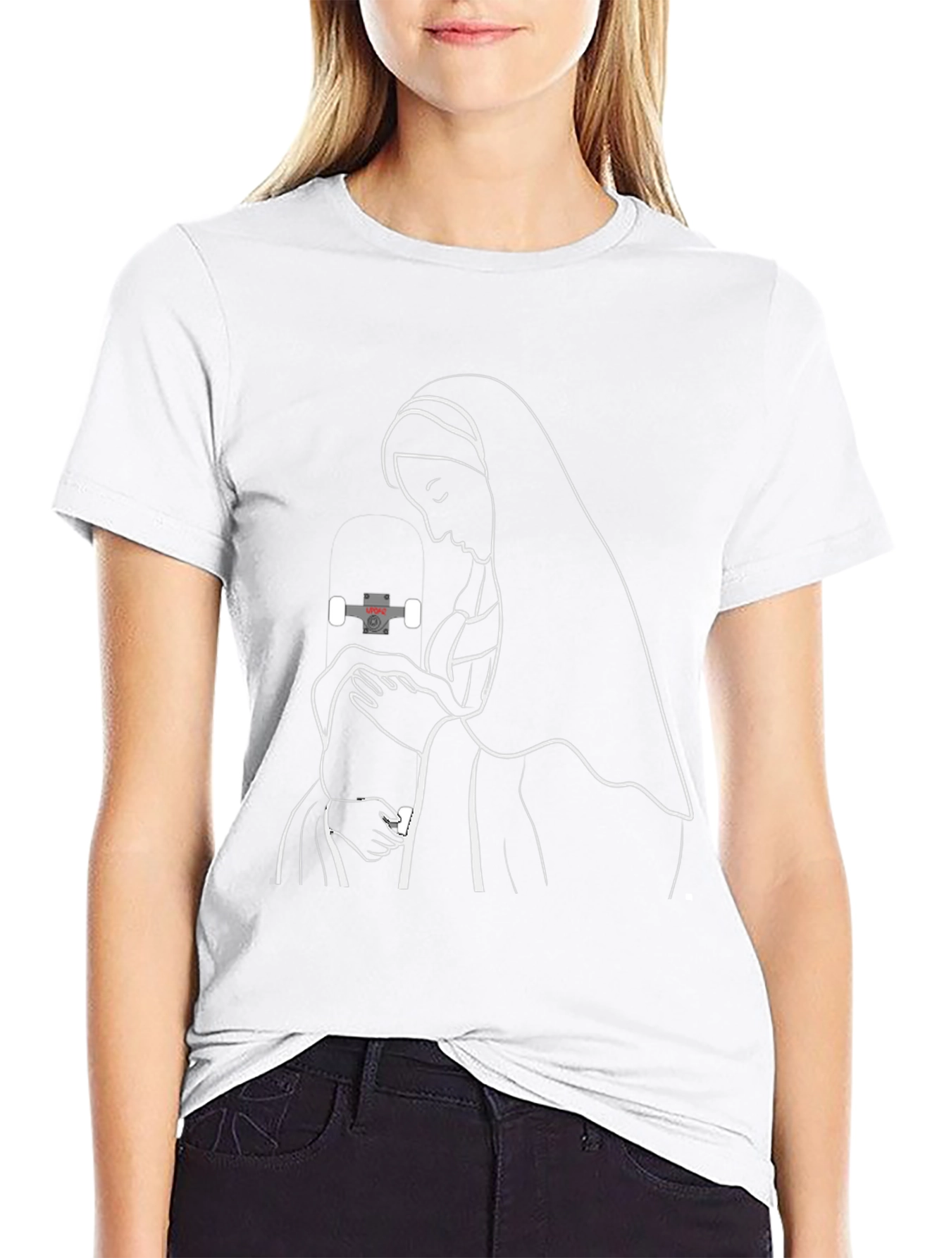 Virgin Mary & Skateboard Truck Black Graphic Tee