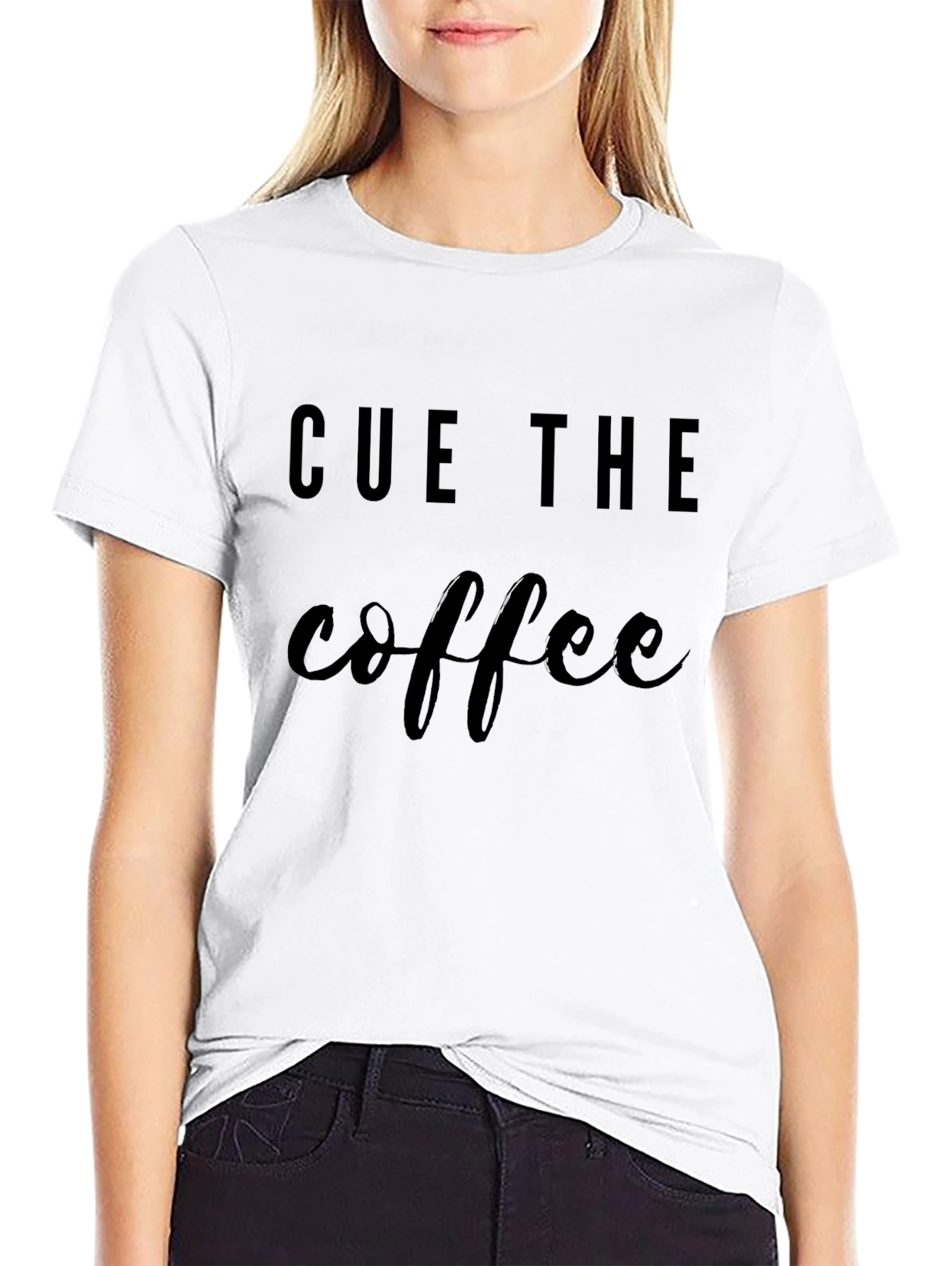 Cue The Coffee Graphic Tee - Black T-Shirt