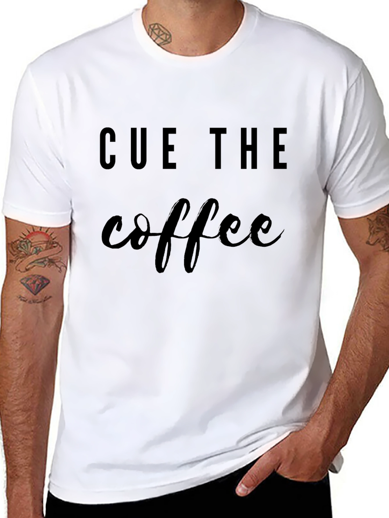 Cue The Coffee Graphic Tee - Black T-Shirt