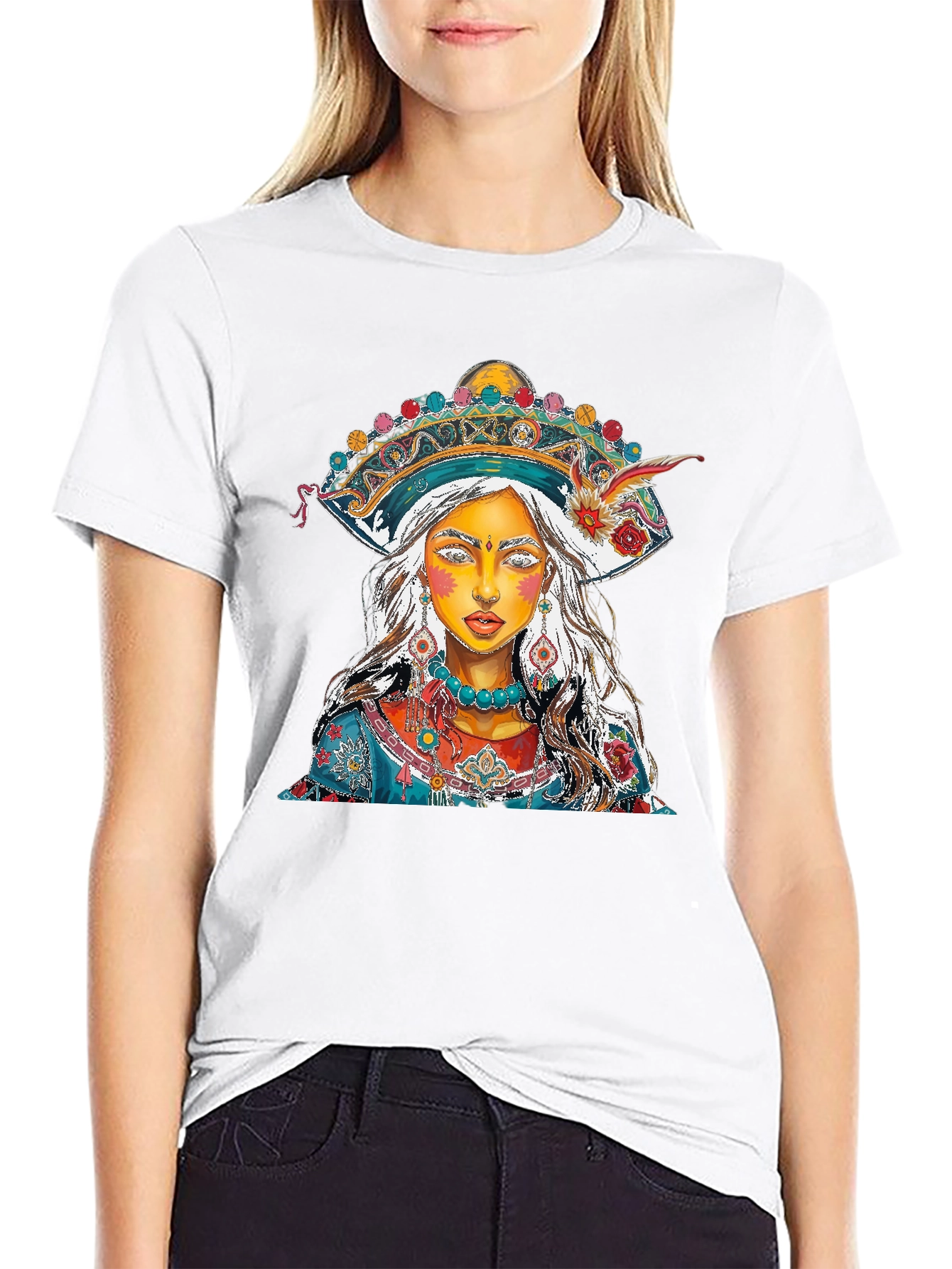 Artistic Woman Portrait Graphic Print Mens T-Shirt
