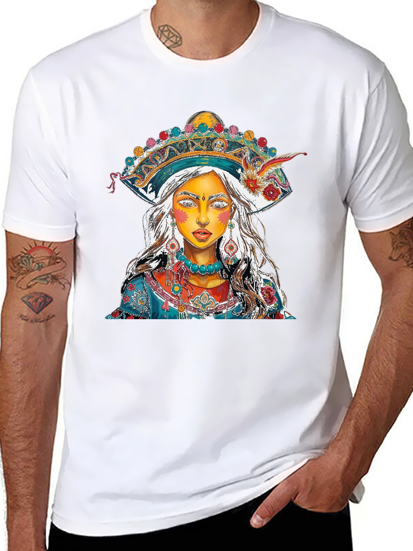Artistic Woman Portrait Graphic Print Mens T-Shirt