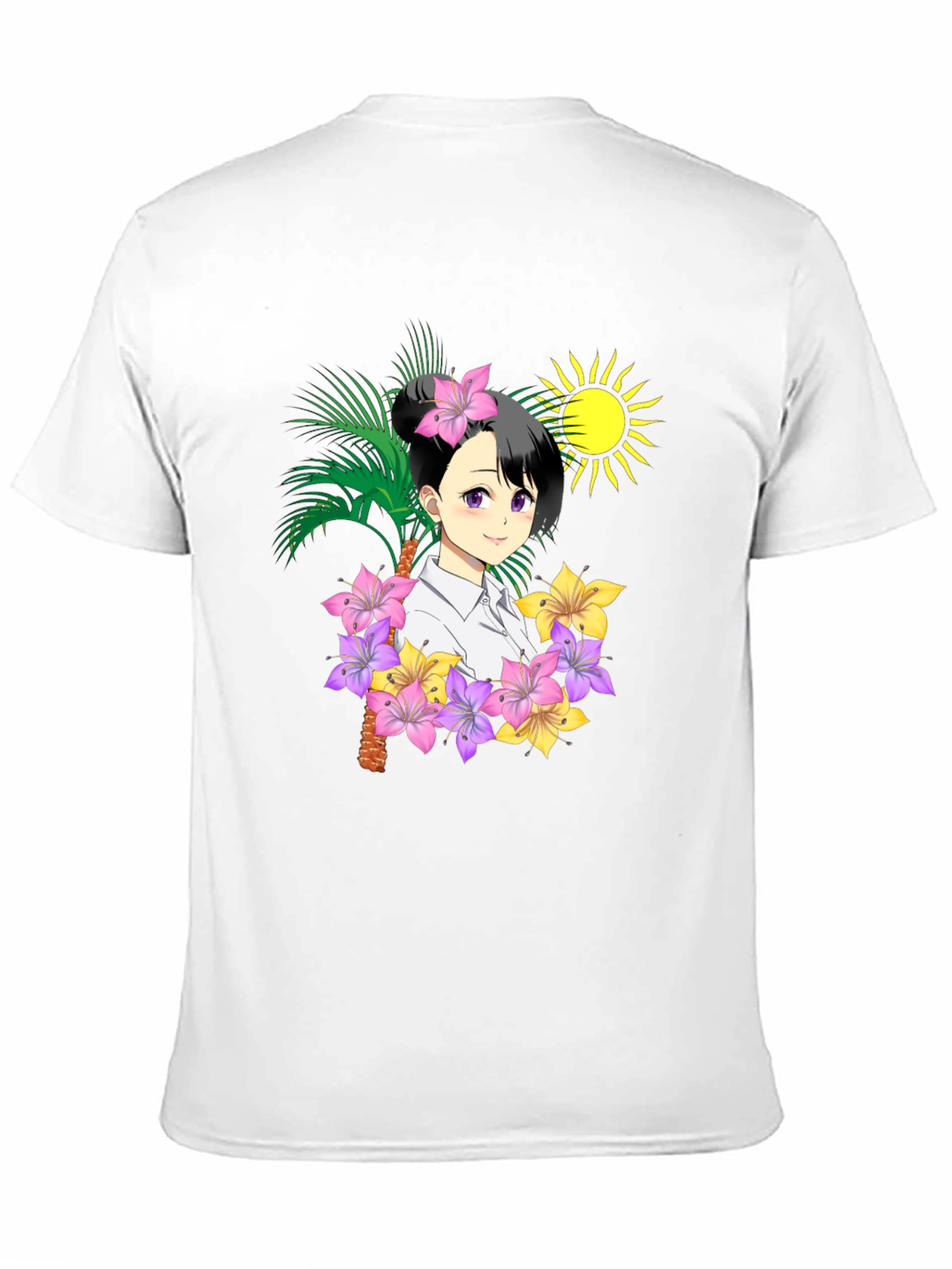 Anime Girl Floral T-Shirt