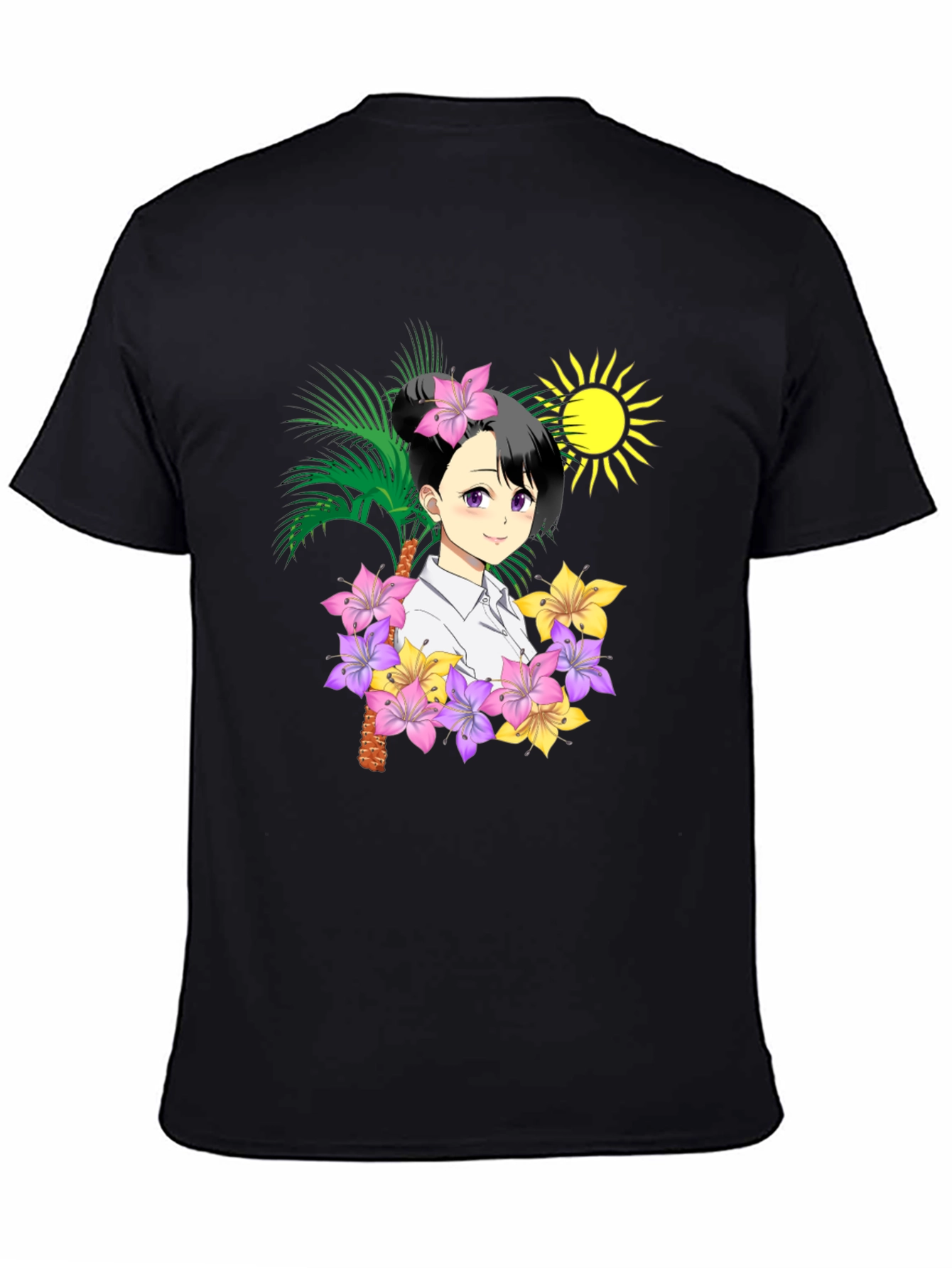 Anime Girl Floral T-Shirt