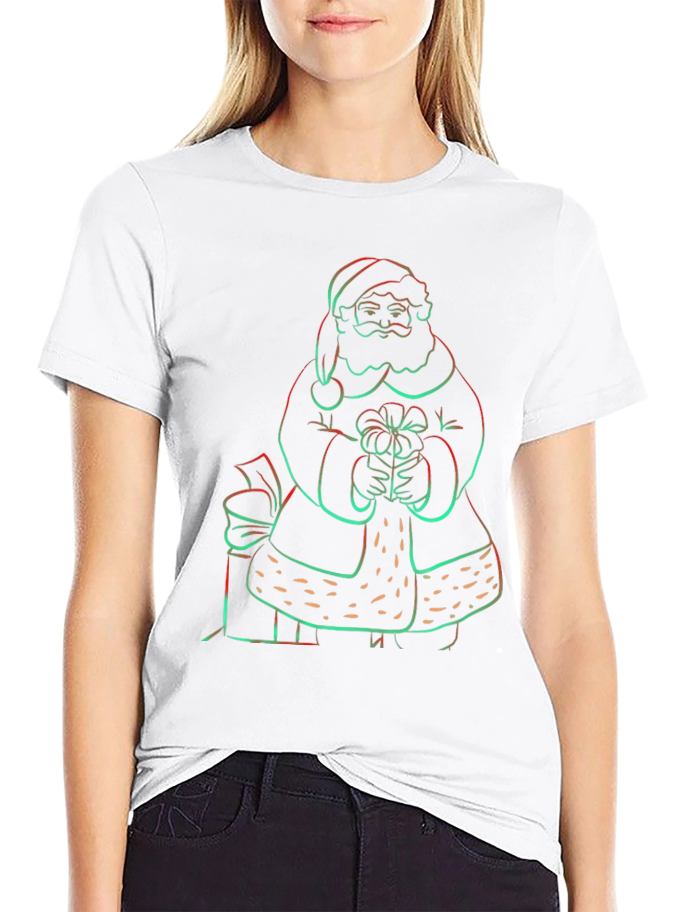 Neon Santa Graphic Tee - Holiday Festive Shirt