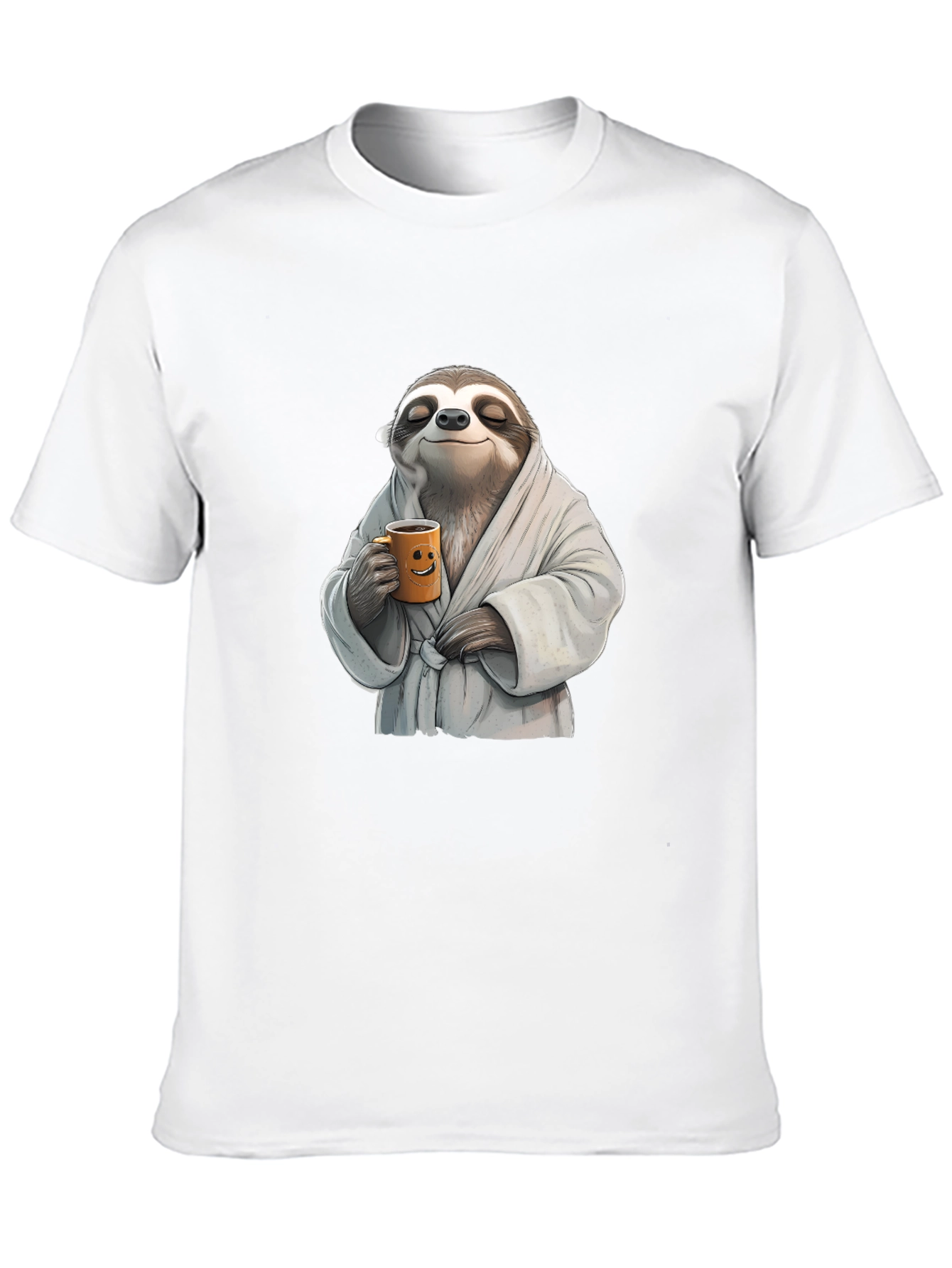 Relaxed Sloth Black T-Shirt - Coffee Time!