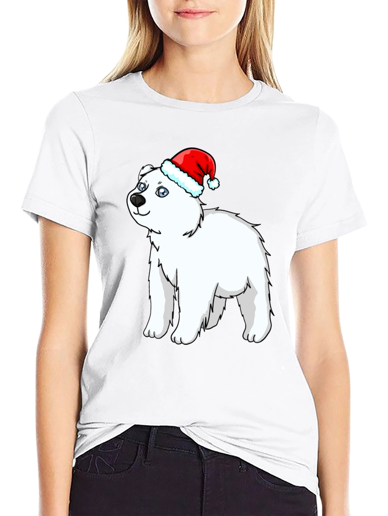 Festive Polar Bear Graphic Tee - Holiday Fun
