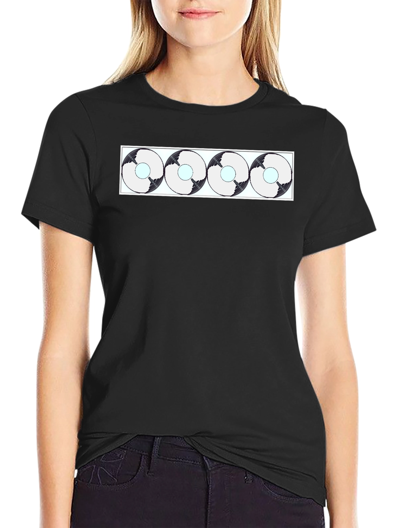 Abstract Circle Pattern Black T-Shirt