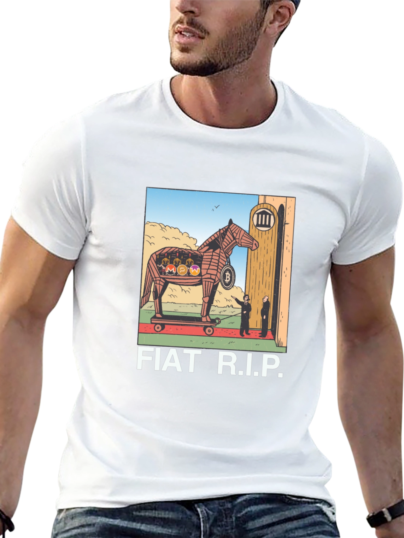 Fiat R.I.P. Crypto Trojan Horse Graphic T-Shirt