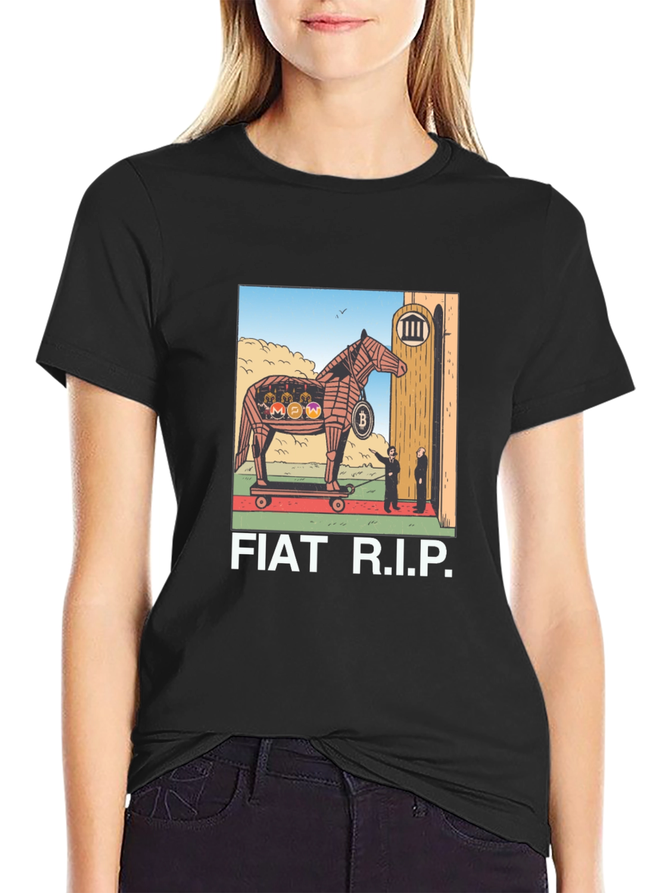 Fiat R.I.P. Crypto Trojan Horse Graphic T-Shirt
