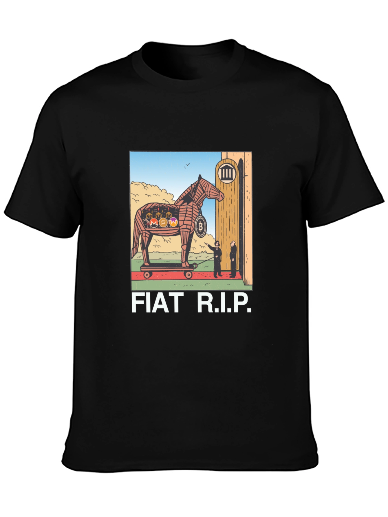 Fiat R.I.P. Crypto Trojan Horse Graphic T-Shirt