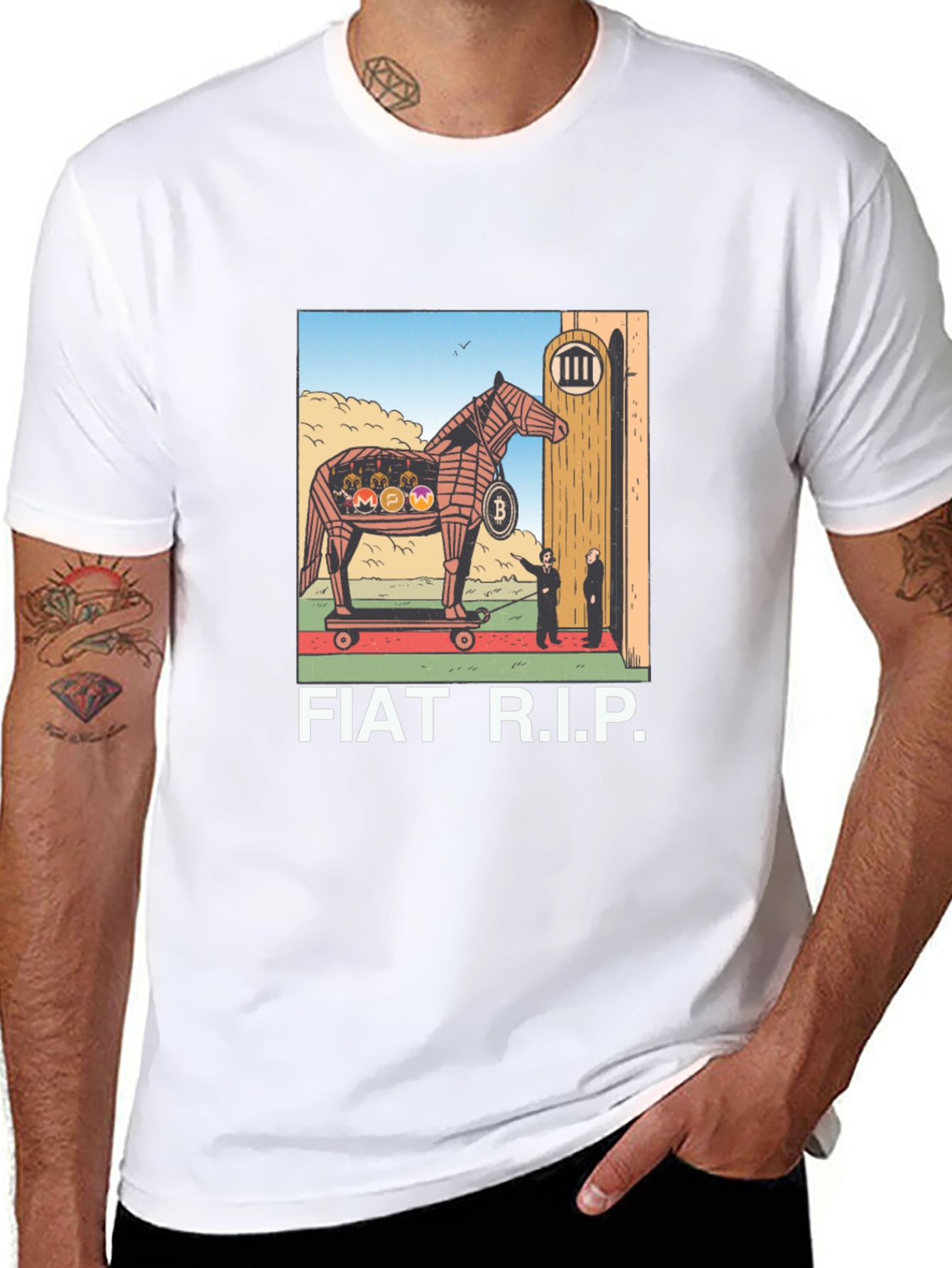 Fiat R.I.P. Crypto Trojan Horse Graphic T-Shirt