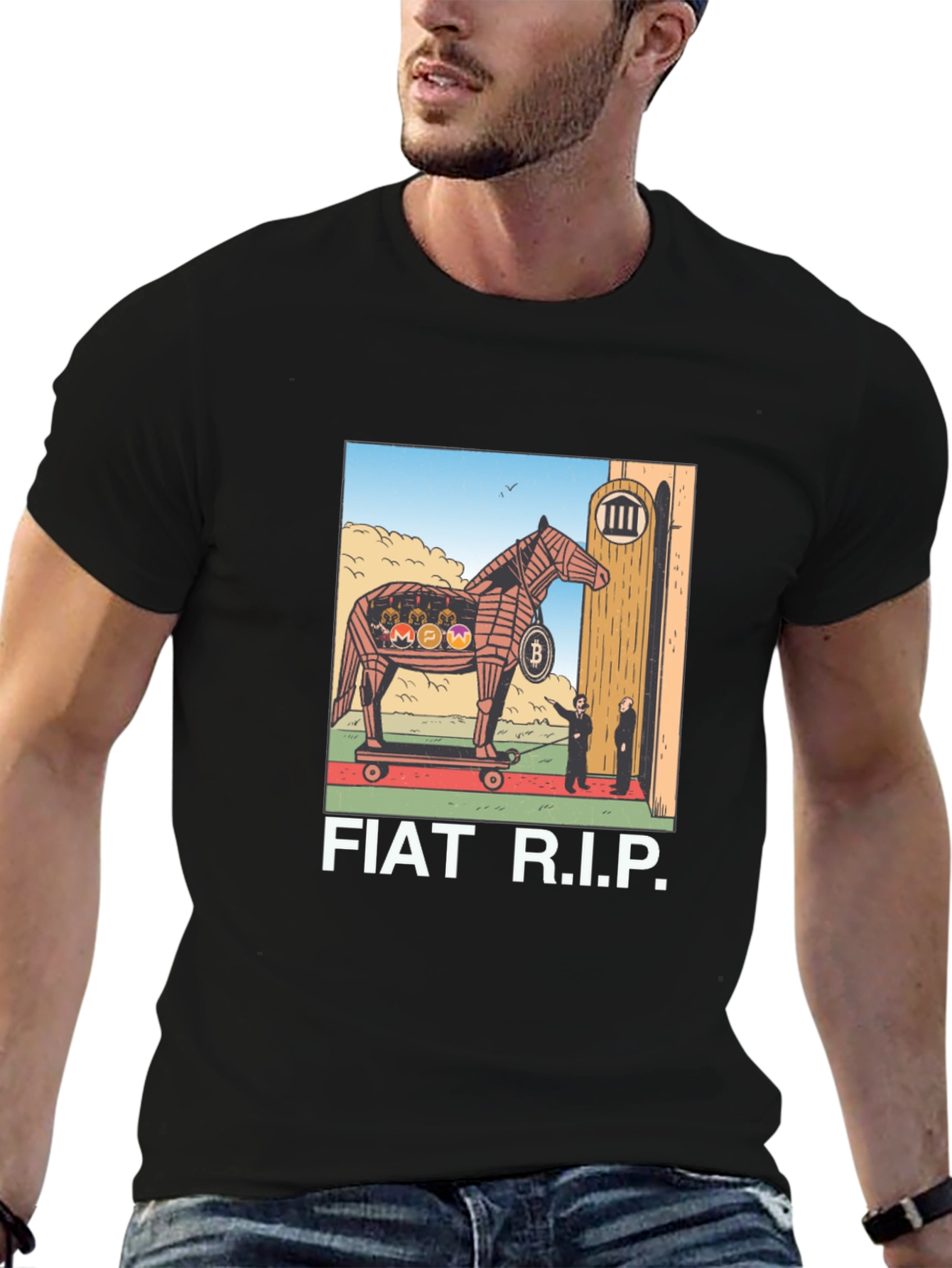 Fiat R.I.P. Crypto Trojan Horse Graphic T-Shirt