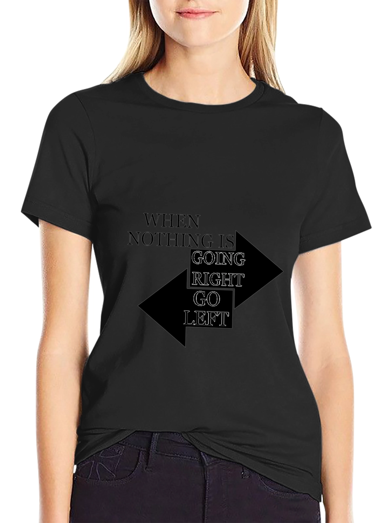 Go Left Graphic Tee - Mens Black Cotton T-Shirt