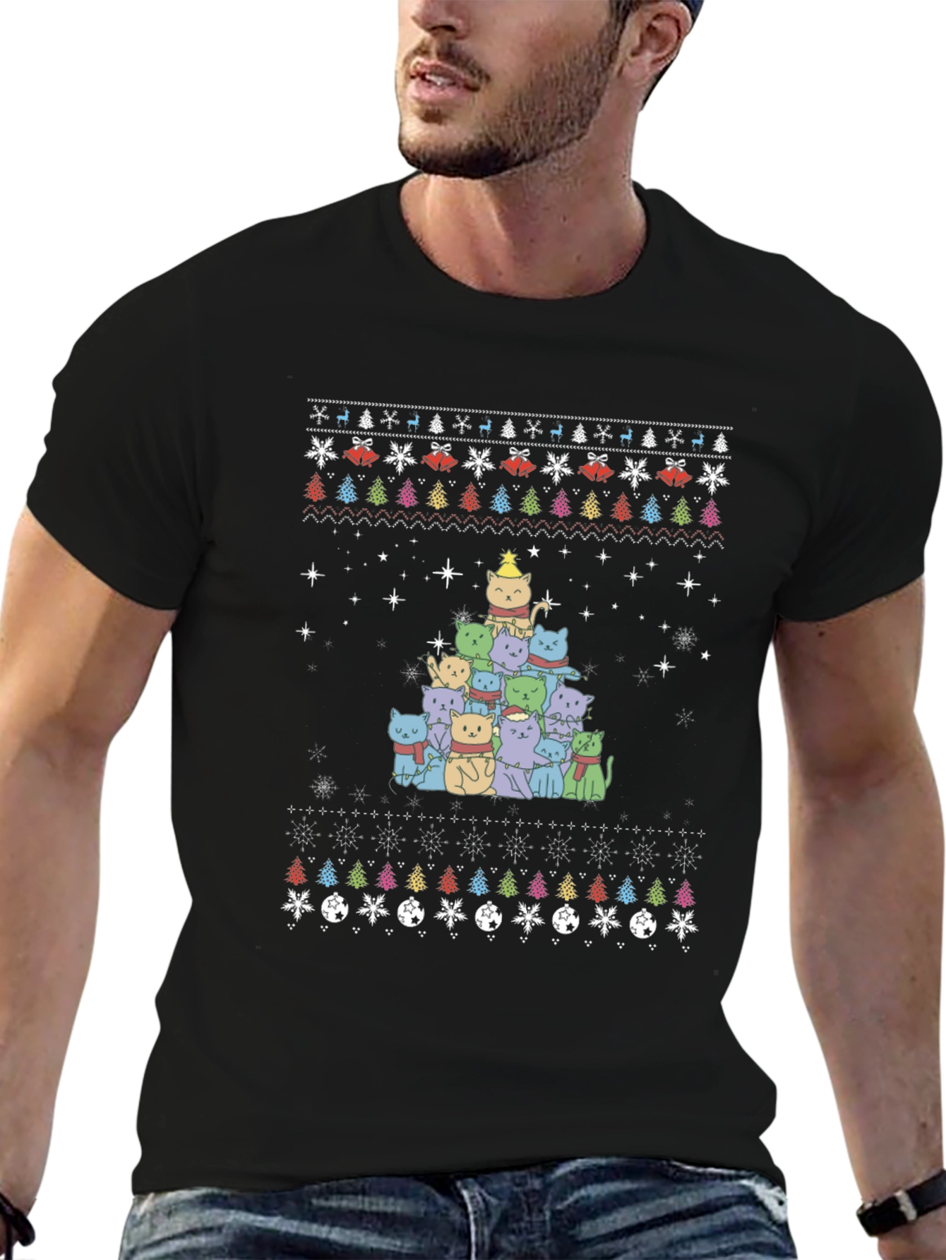 Festive Cat Christmas Tree T-Shirt
