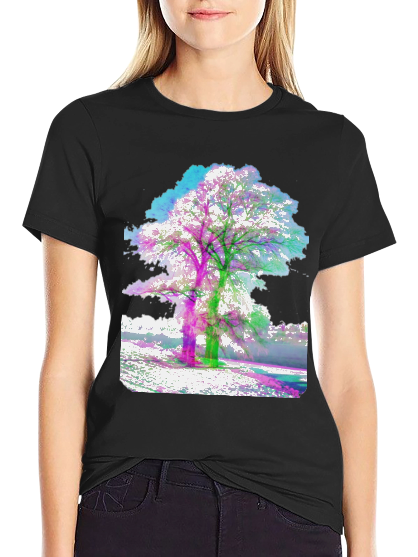 Abstract Tree Graphic Tee - Mens Black T-Shirt
