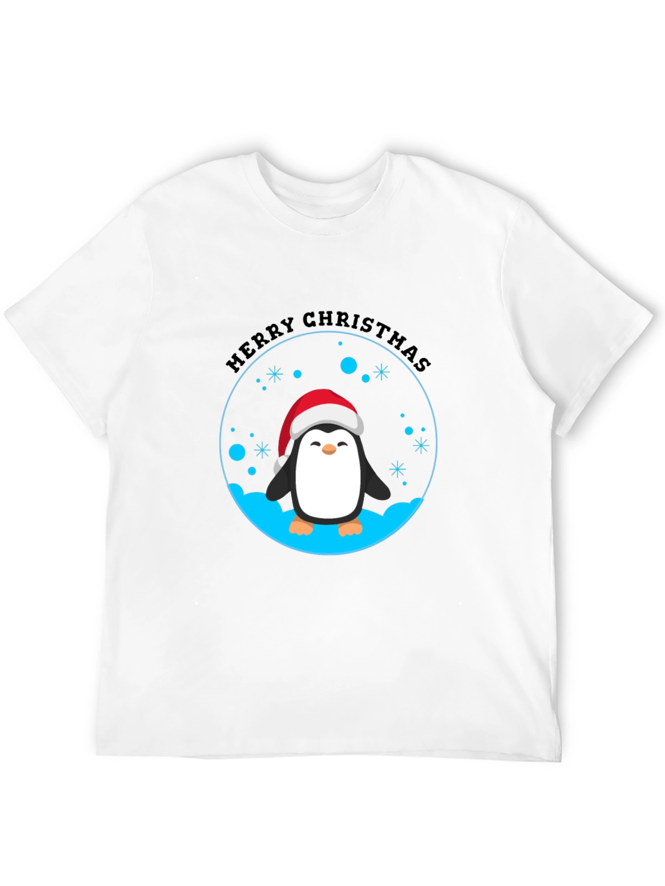 Penguin Merry Christmas Black T-Shirt
